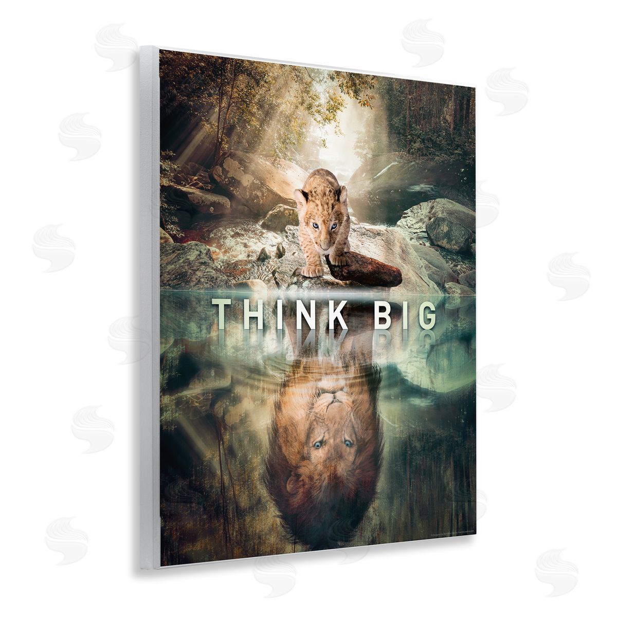 Reinders Think Big Lion & Cub Wooden Wall Plaque Art Print