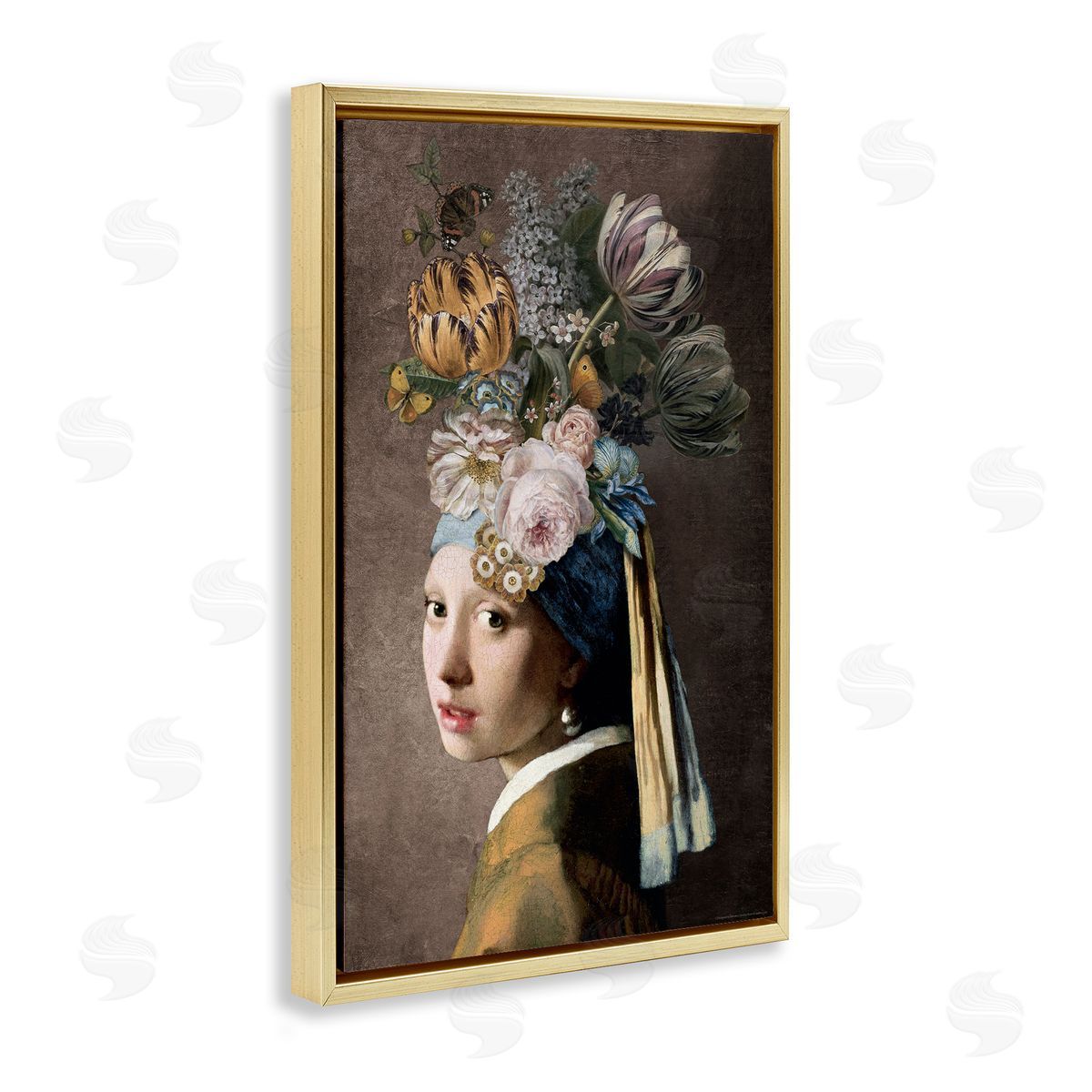 Reinders Classic with Vintage Blooms Gold Floating Frame Canvas Wall Art Print