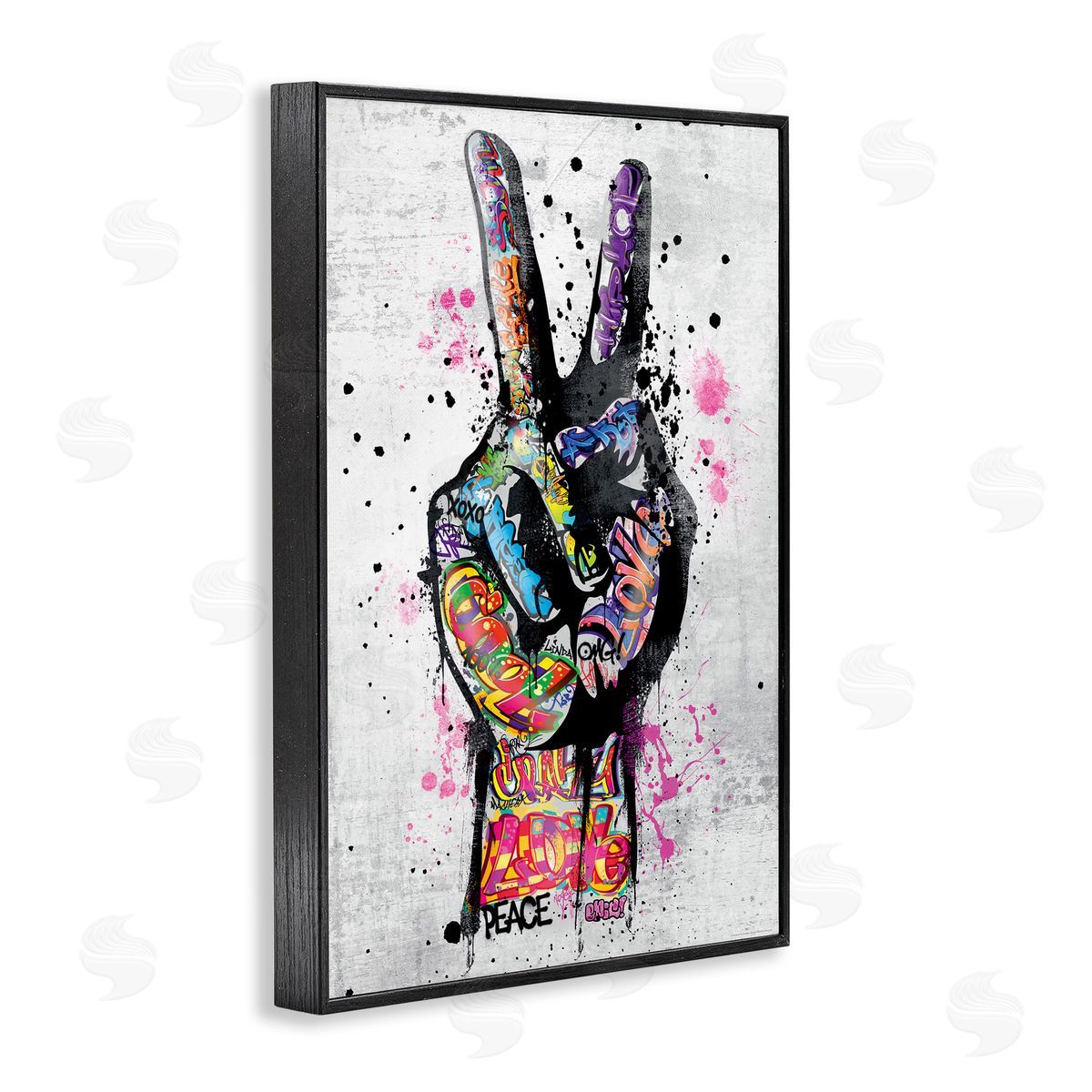 Reinders Urban Tattooed Peace Hand Black Framed Giclee Wall Art Print
