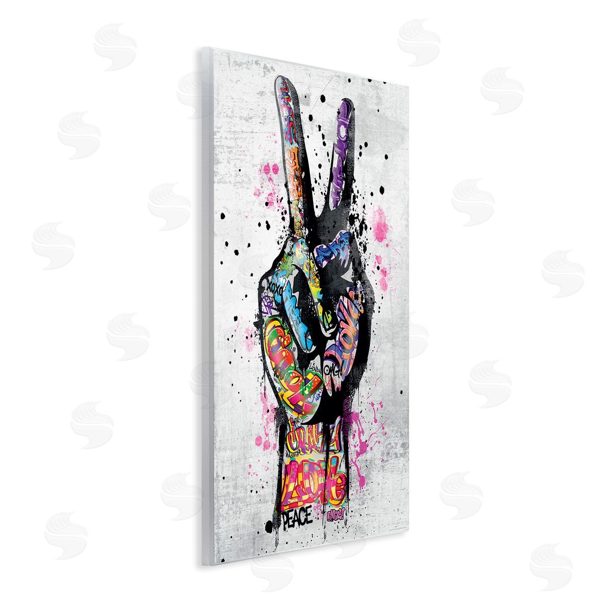 Reinders Urban Tattooed Peace Hand Wooden Wall Plaque Art Print
