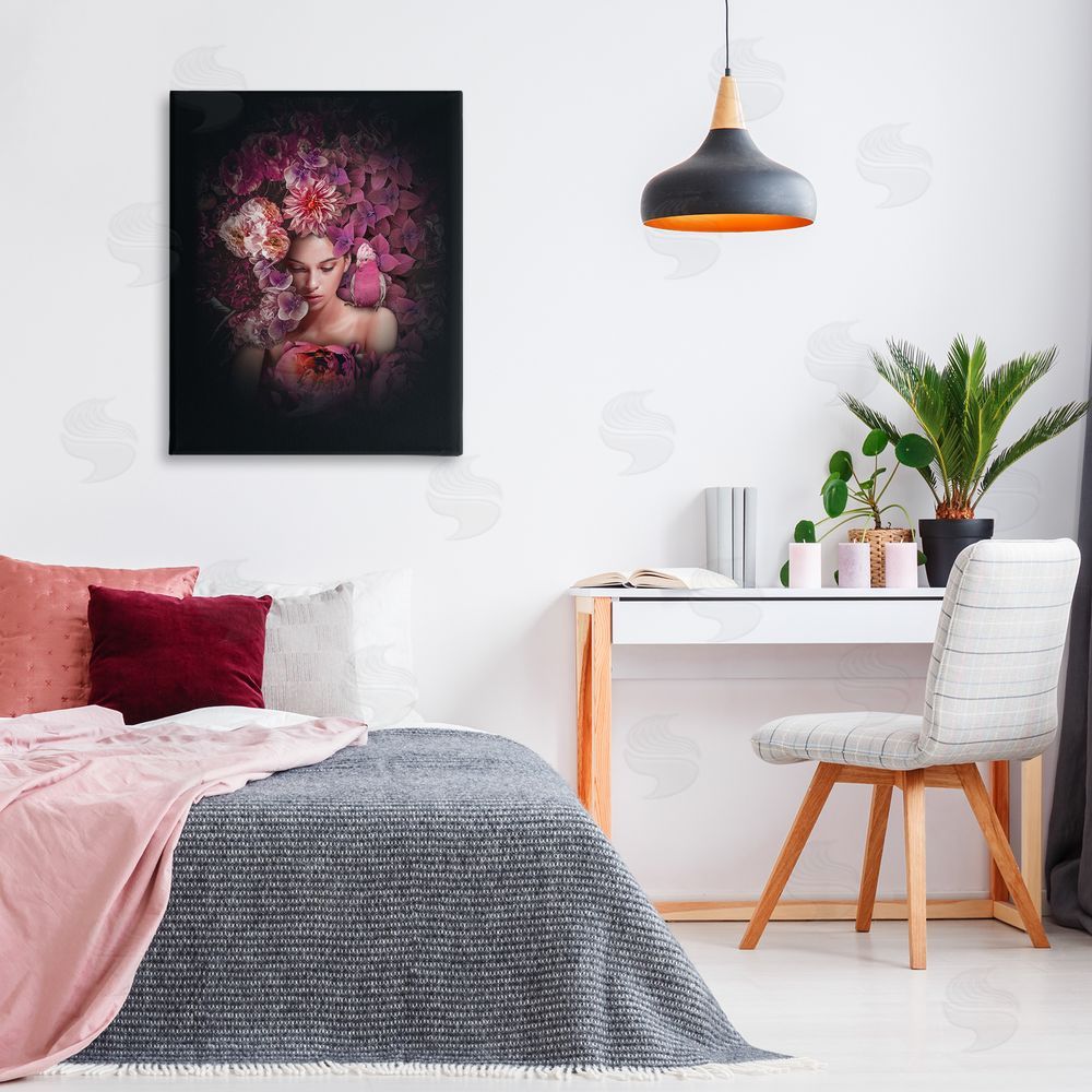 Reinders Circular Flowers Woman Canvas Wall Art Print in Room