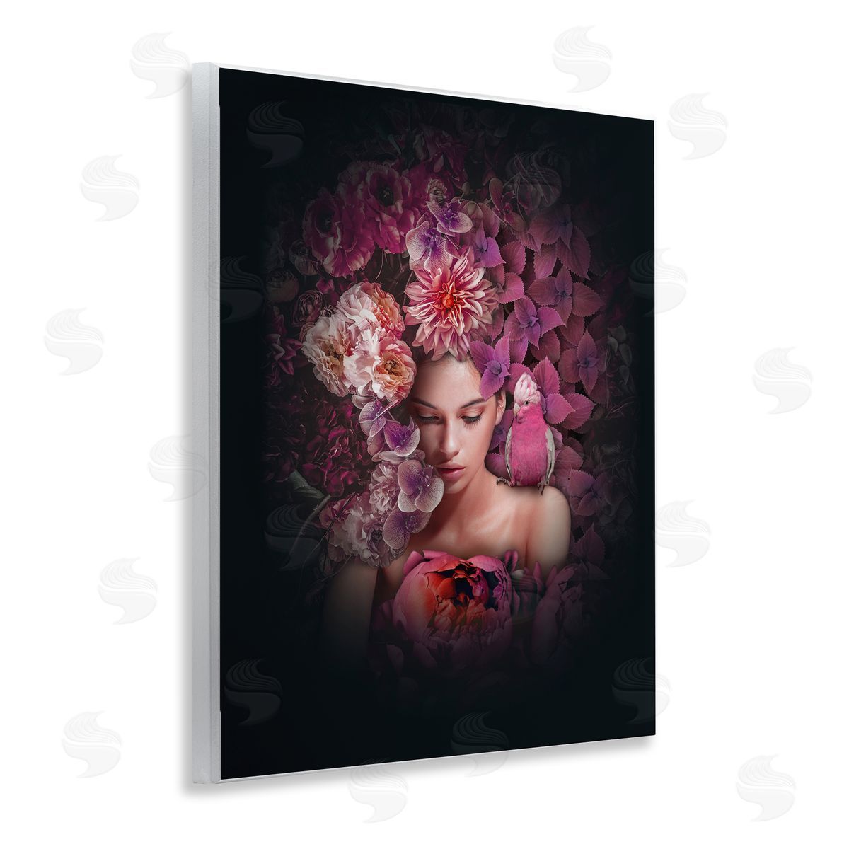 Reinders Circular Flowers Woman Wooden Wall Plaque Art Print
