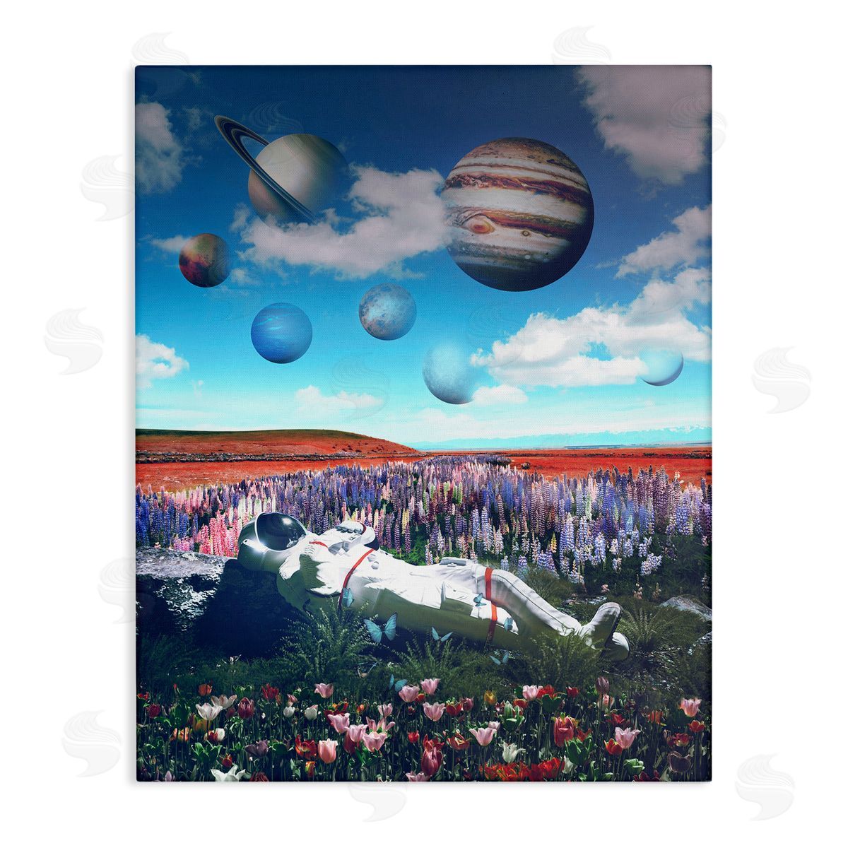 Reinders Astronaut & Overhead Planets Canvas Wall Art Print