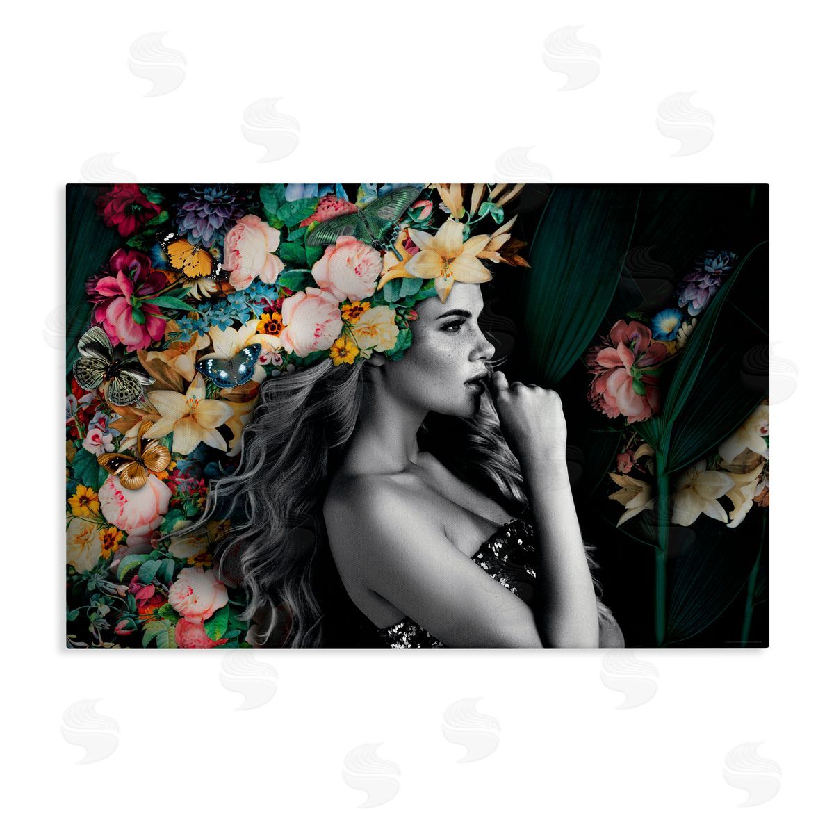Reinders Woman with Tropical Flowers Canvas Wall Art Print