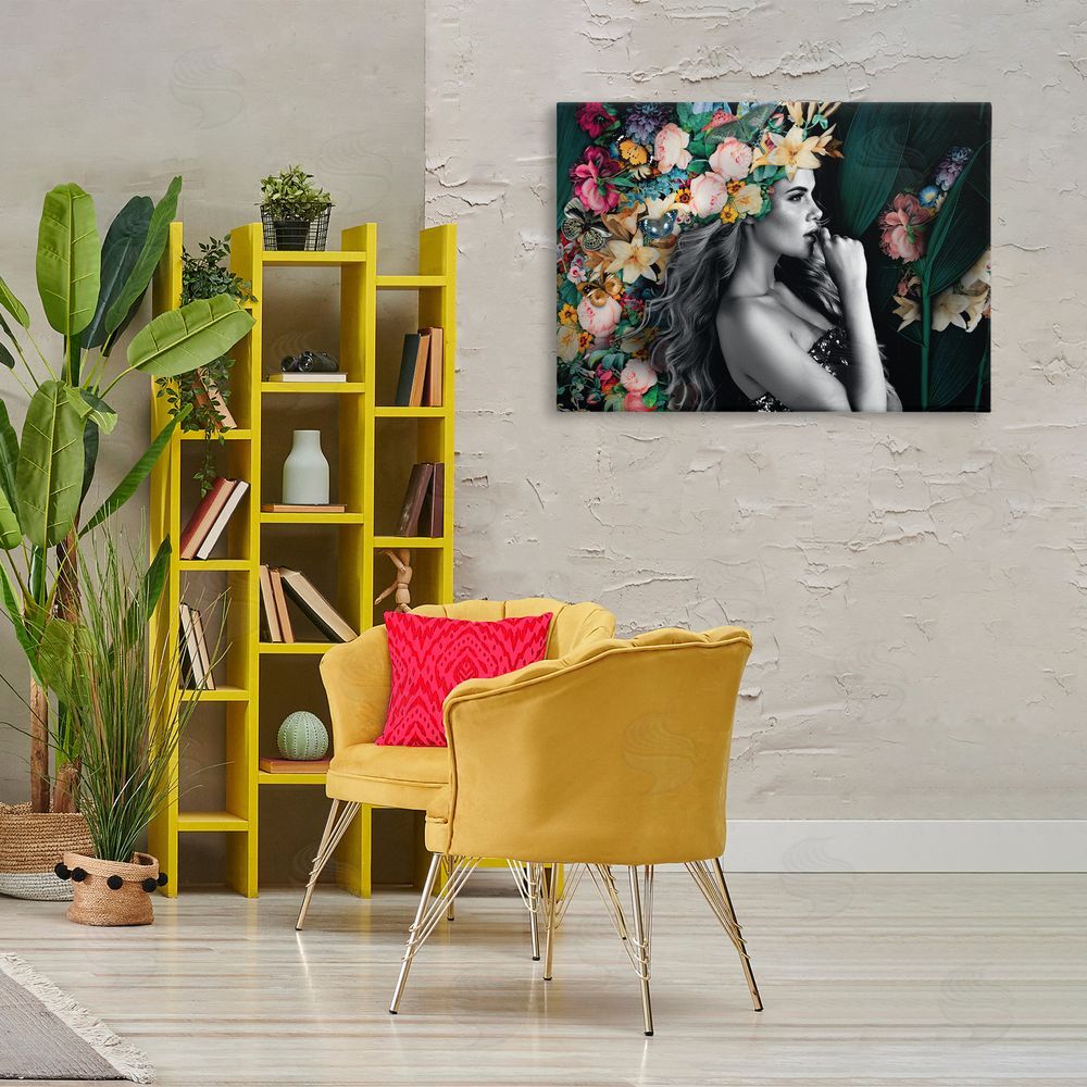 Reinders Woman with Tropical Flowers Canvas Wall Art Print in Room