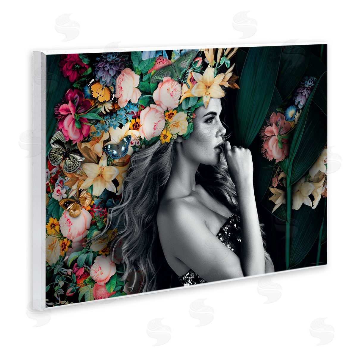 Reinders Woman with Tropical Flowers Wooden Wall Plaque Art Print