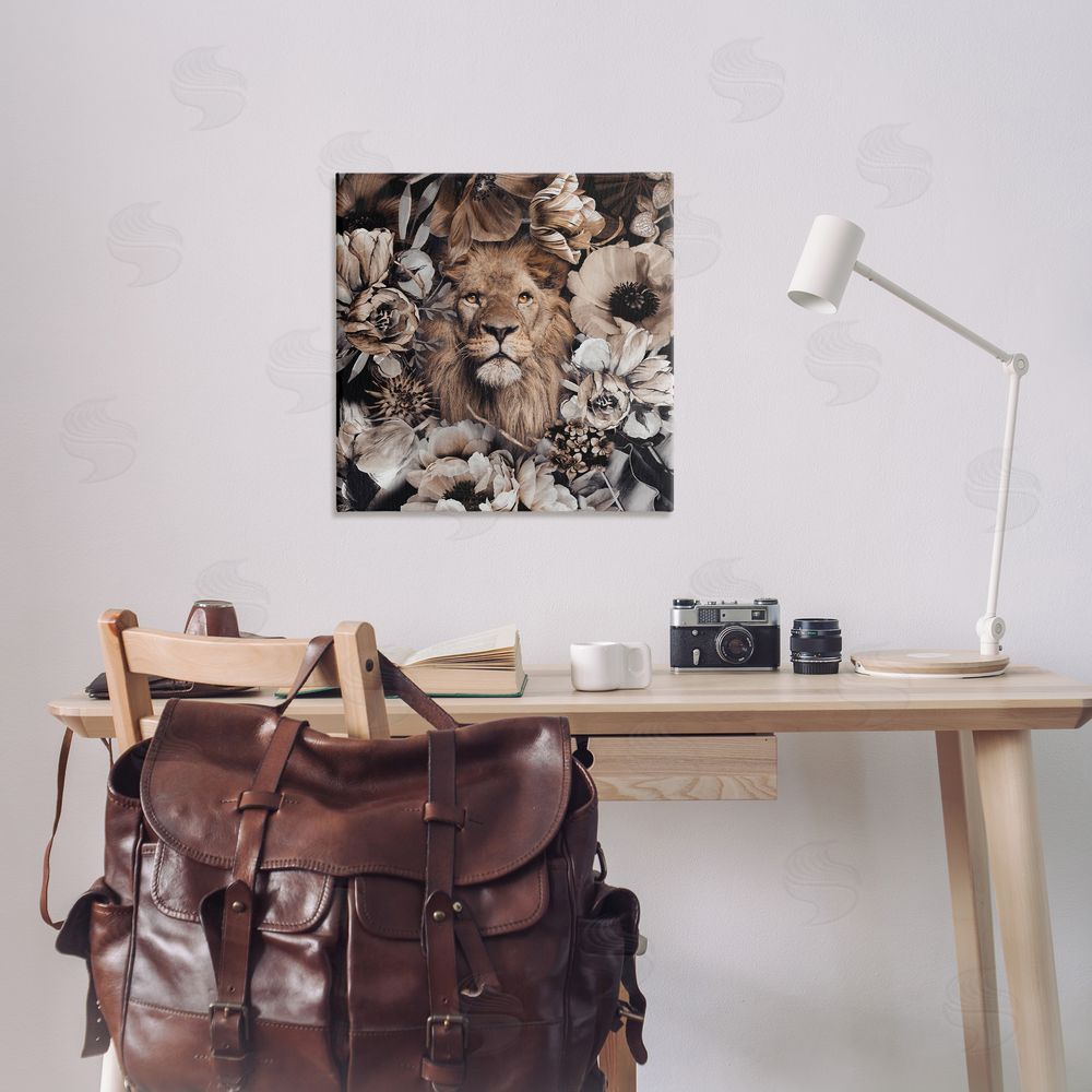 Reinders Mixed Flowers & Lion Canvas Wall Art Print in Room