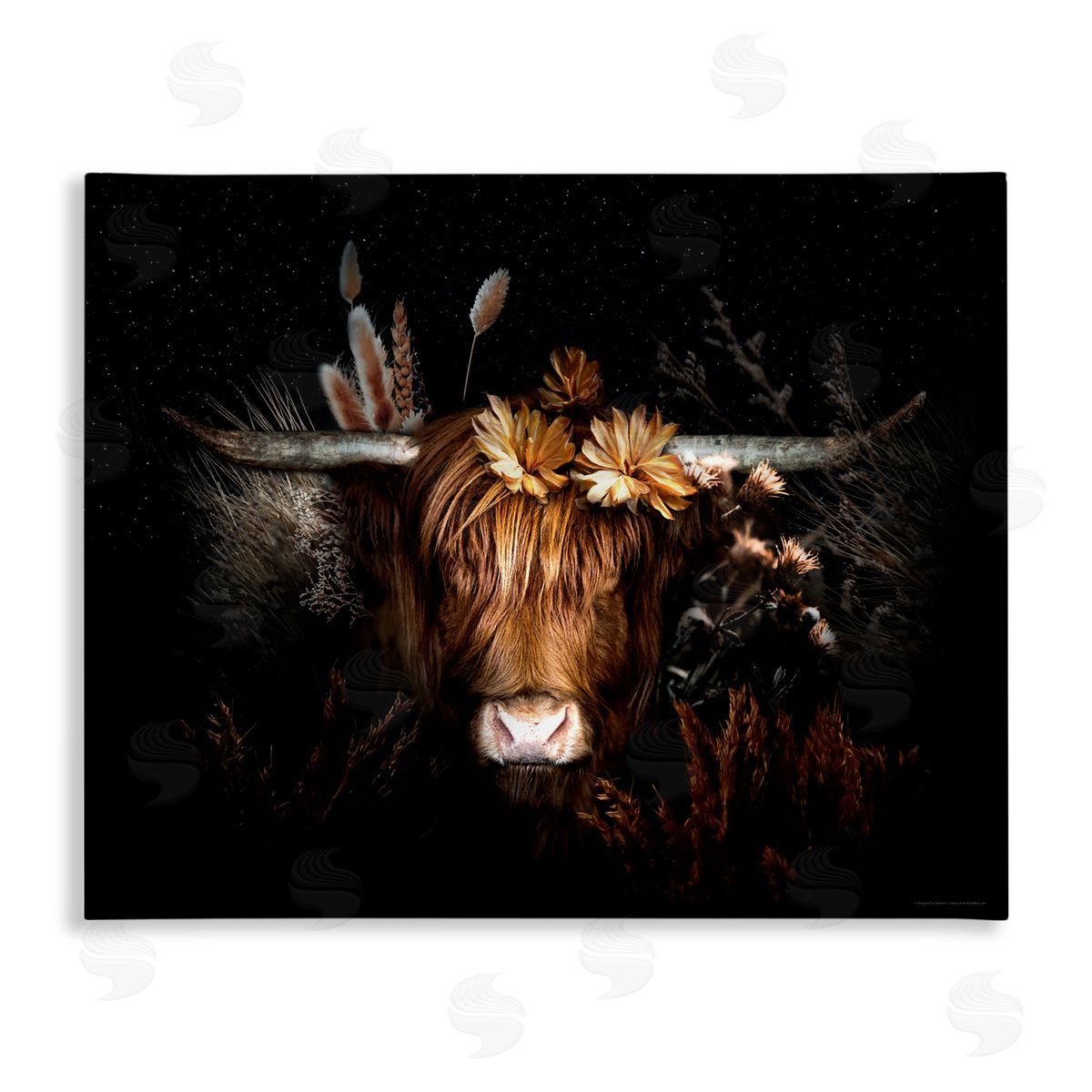 Reinders Shadowed Cattle & Botanicals Canvas Wall Art Print