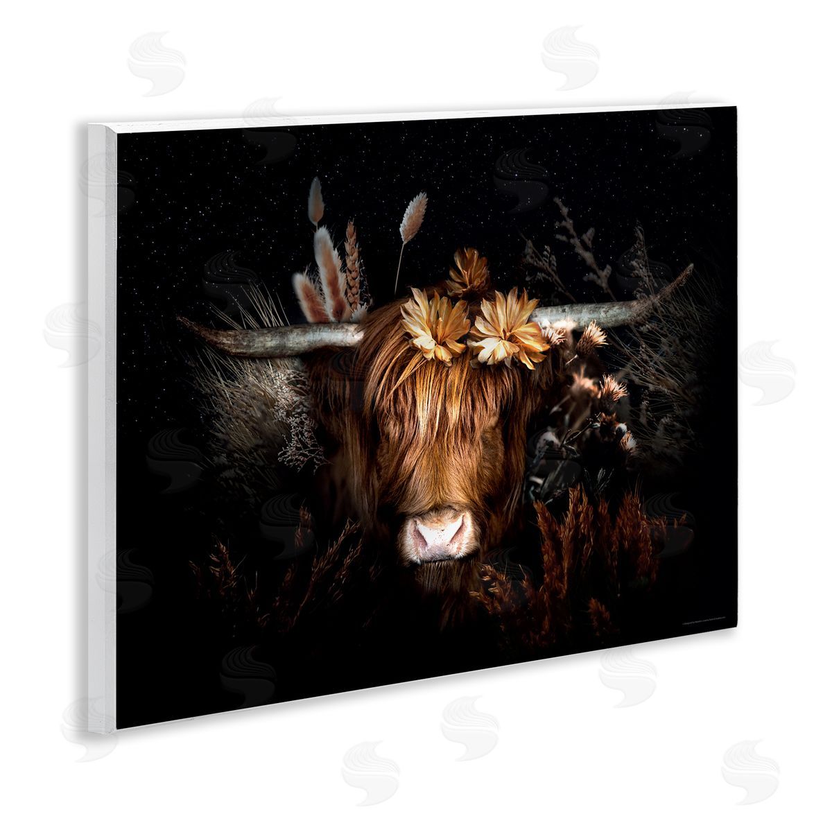 Reinders Shadowed Cattle & Botanicals Wooden Wall Plaque Art Print