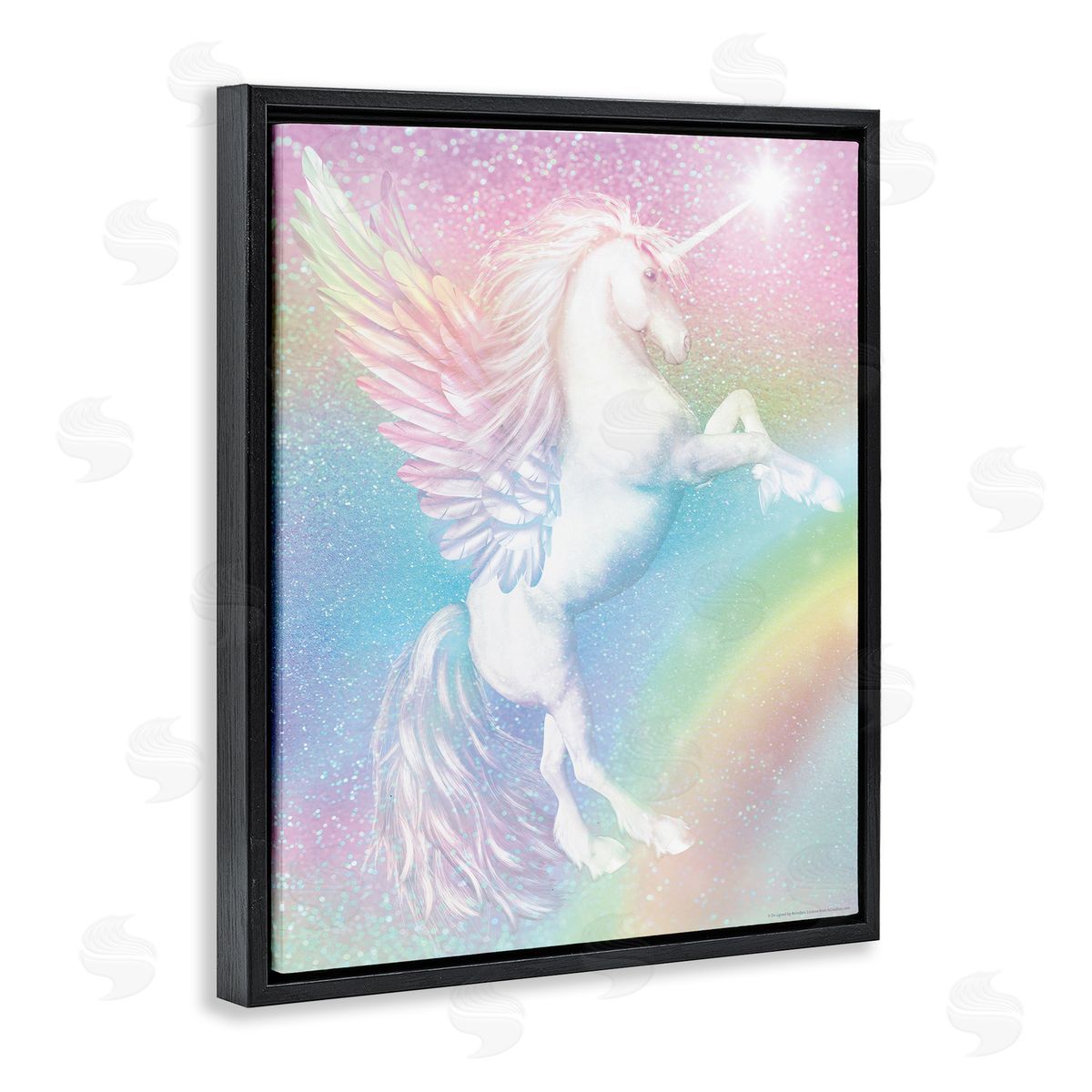 Reinders Pastel Glitz Unicorn Black Floating Frame Canvas Wall Art Print