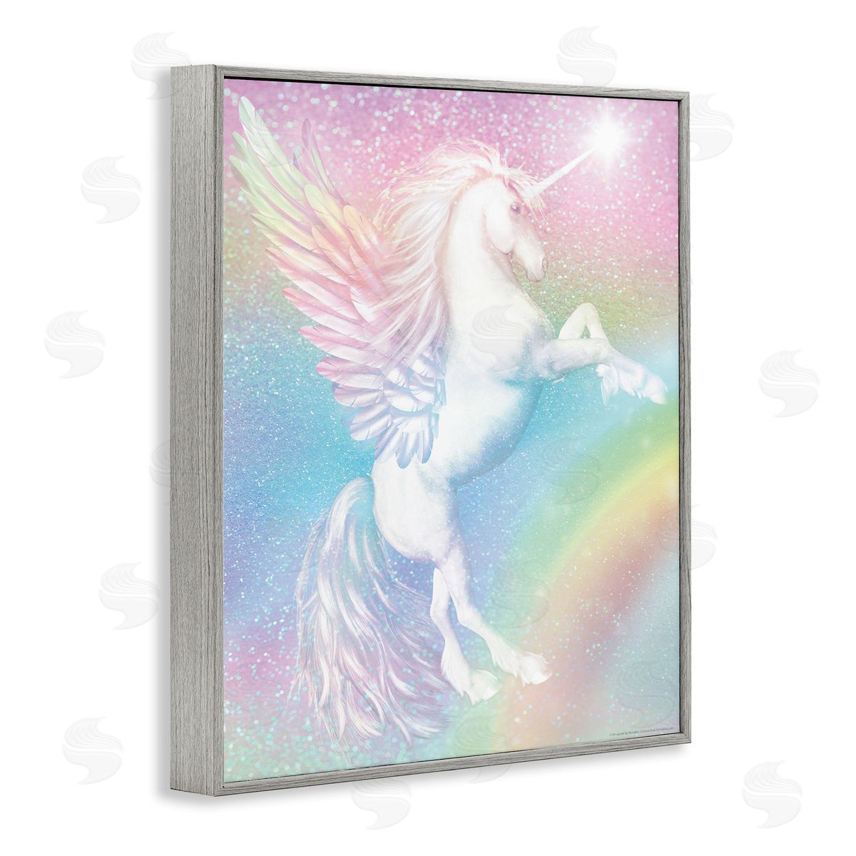 Reinders Pastel Glitz Unicorn Gray Framed Giclee Wall Art Print