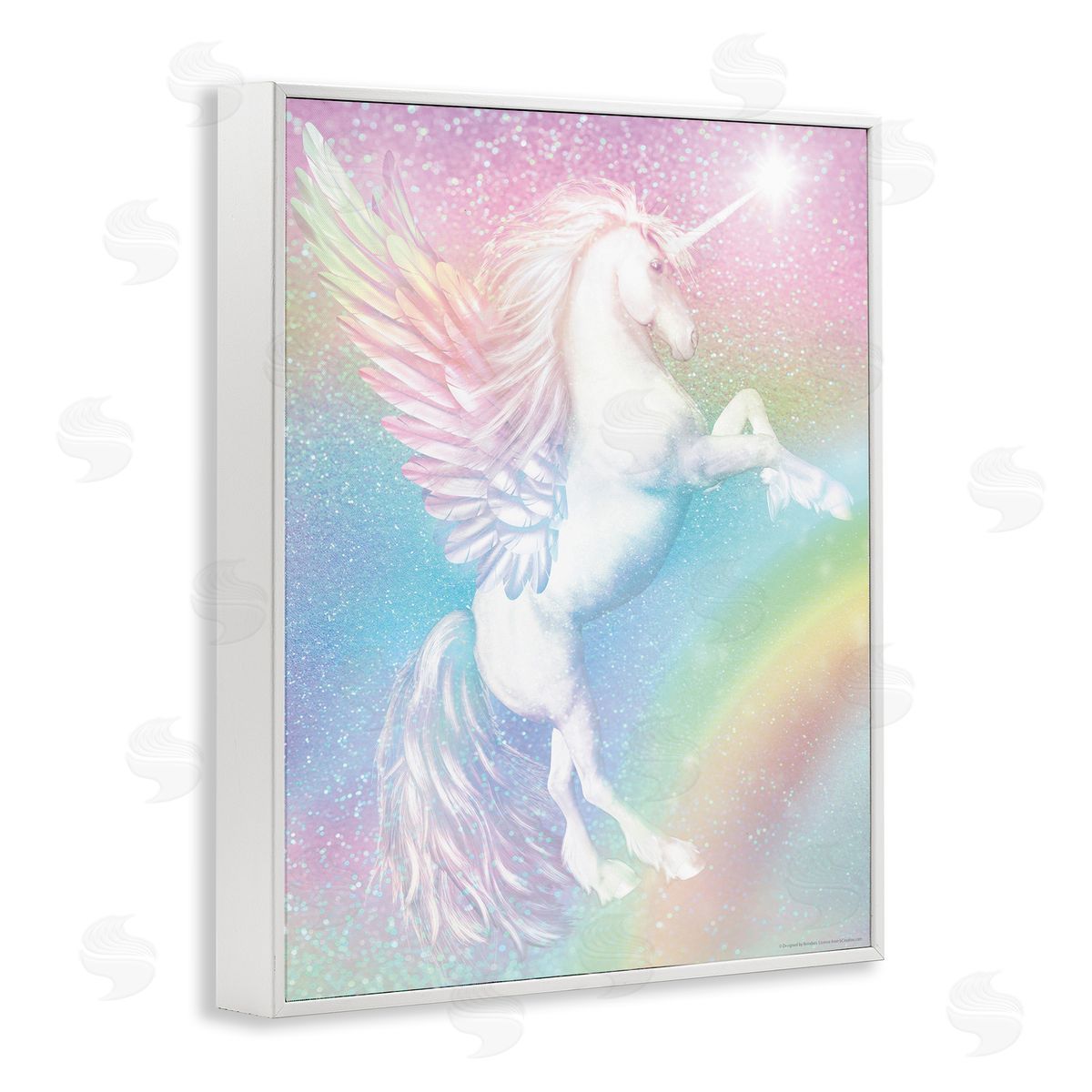 Reinders Pastel Glitz Unicorn White Framed Giclee Wall Art Print