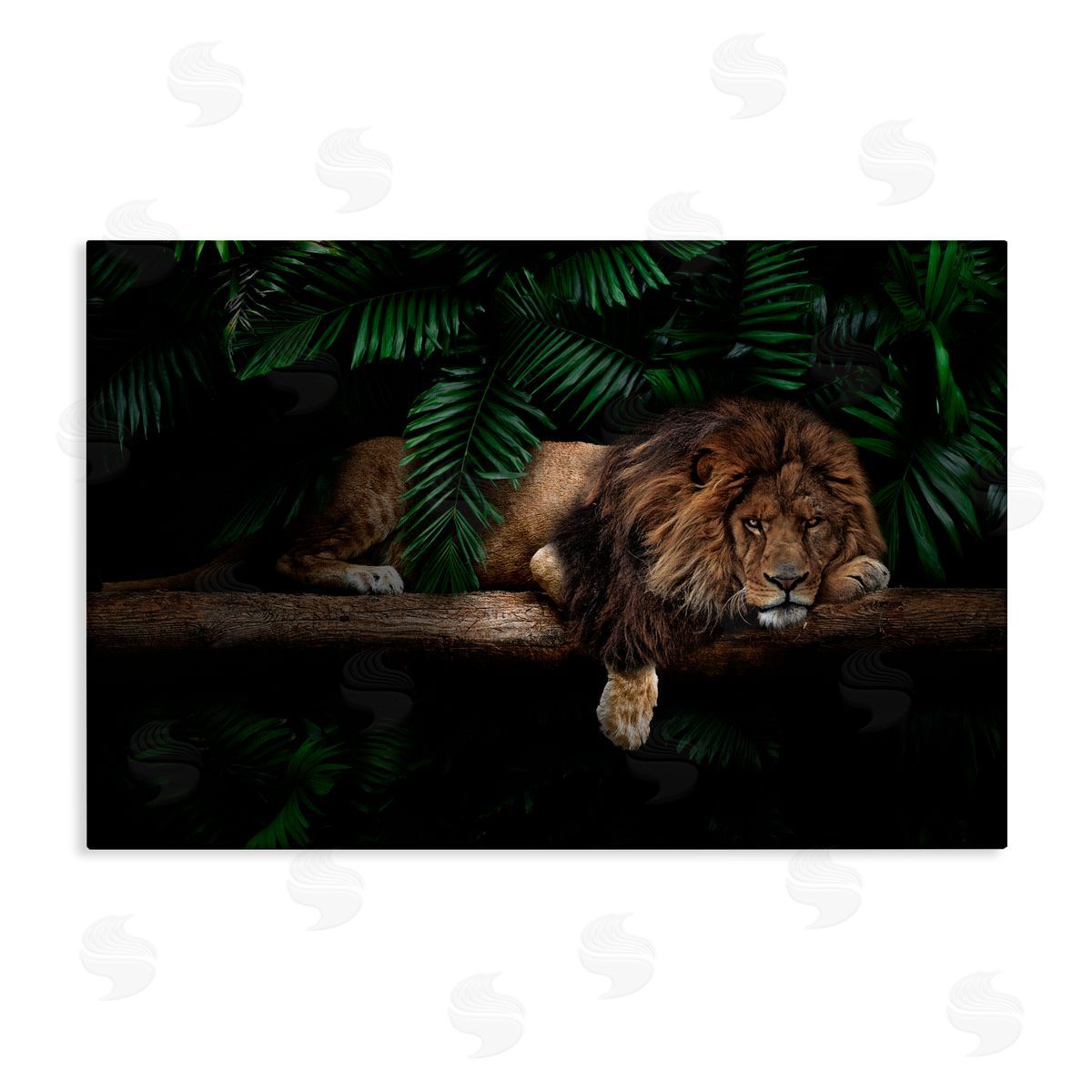 Reinders Lion on Tropical Branch Canvas Wall Art Print