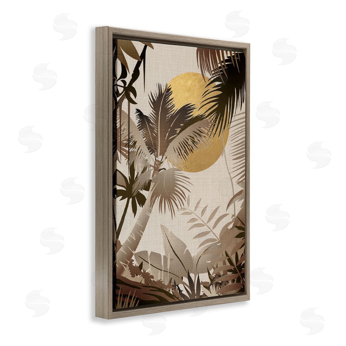 Reinders Neutral Tropical Trees Brown Floating Frame Canvas Wall Art Print