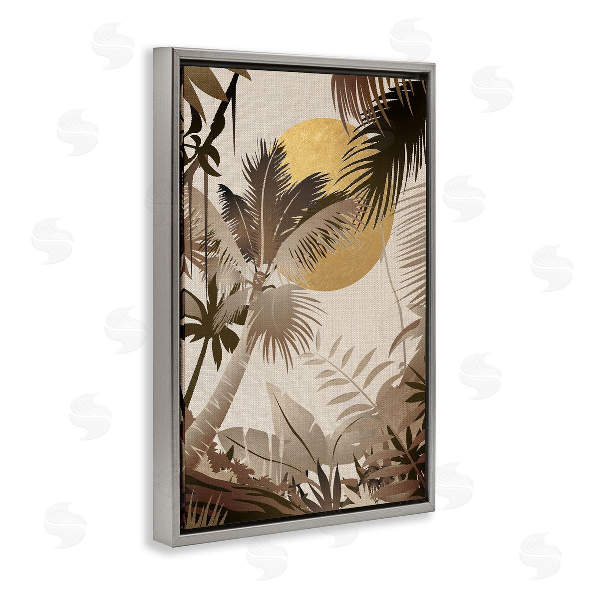 Reinders Neutral Tropical Trees Gray Floating Frame Canvas Wall Art Print