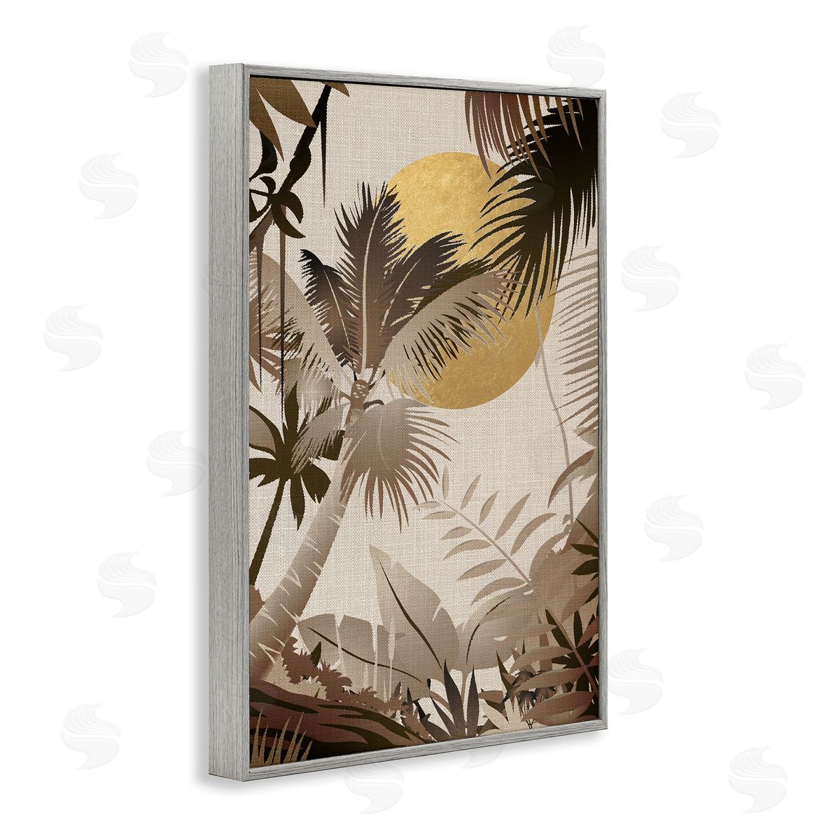Reinders Neutral Tropical Trees Gray Framed Giclee Wall Art Print