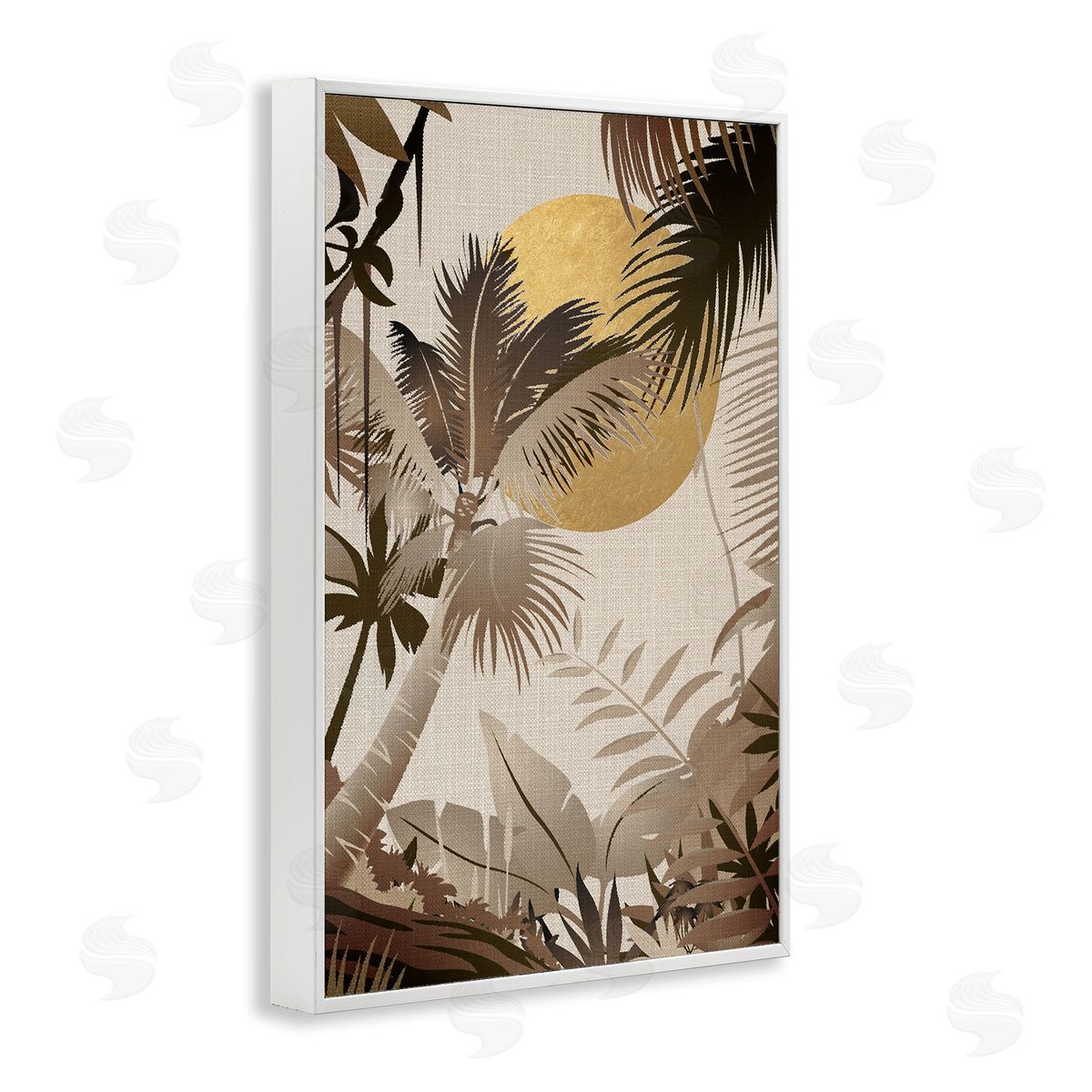 Reinders Neutral Tropical Trees White Framed Giclee Wall Art Print
