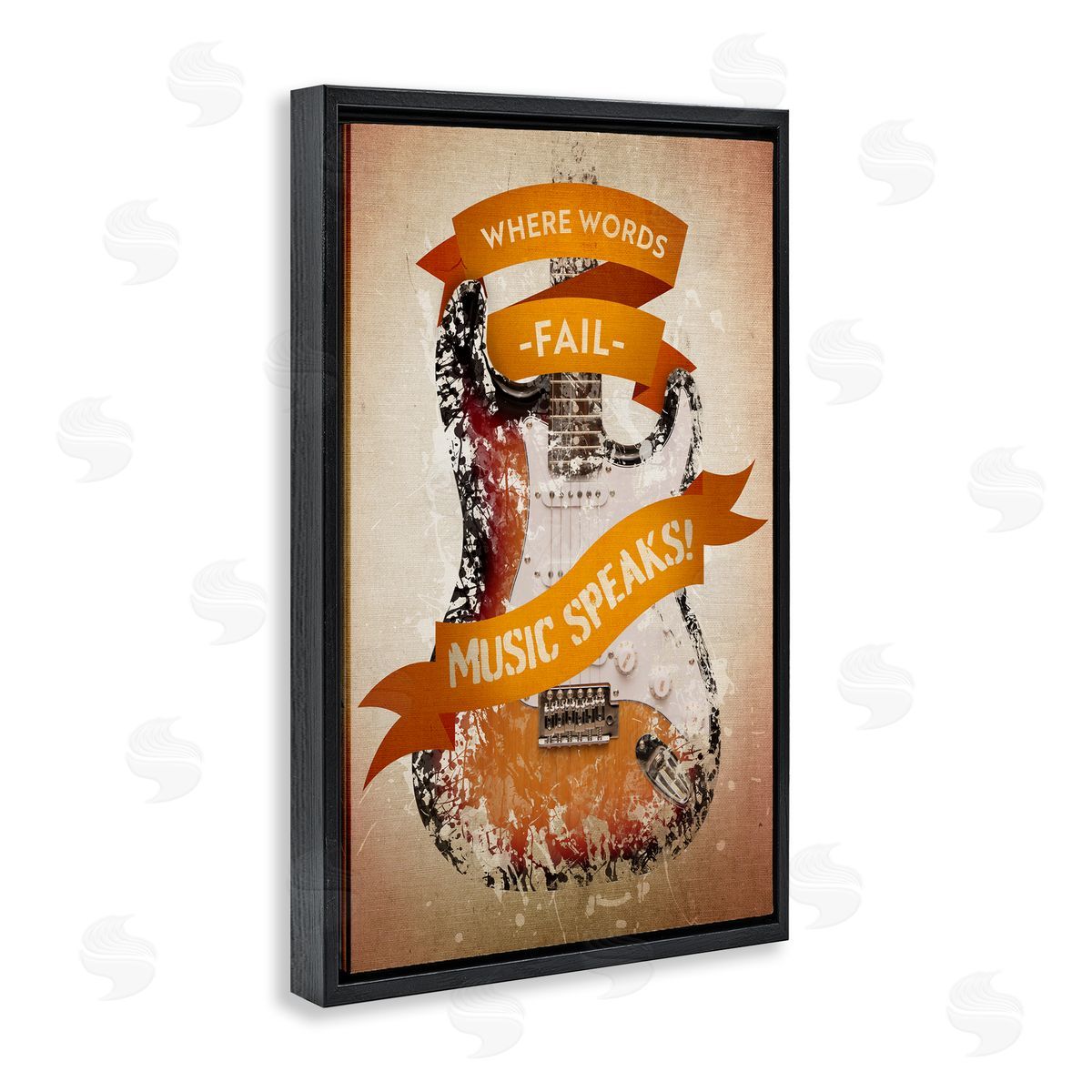 Reinders Inspirational Music Speaks Black Floating Frame Canvas Wall Art Print