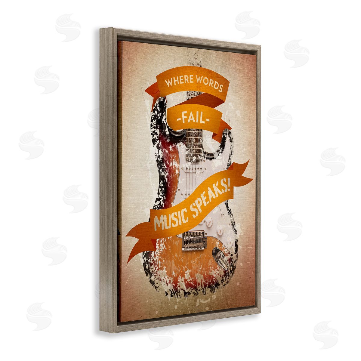Reinders Inspirational Music Speaks Brown Floating Frame Canvas Wall Art Print