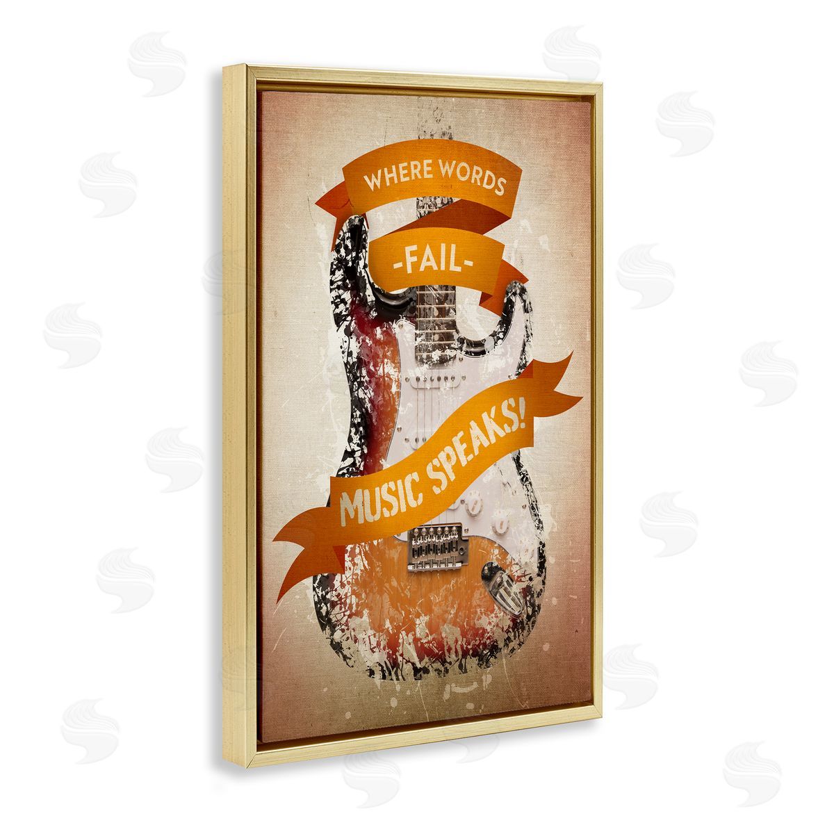 Reinders Inspirational Music Speaks Gold Floating Frame Canvas Wall Art Print