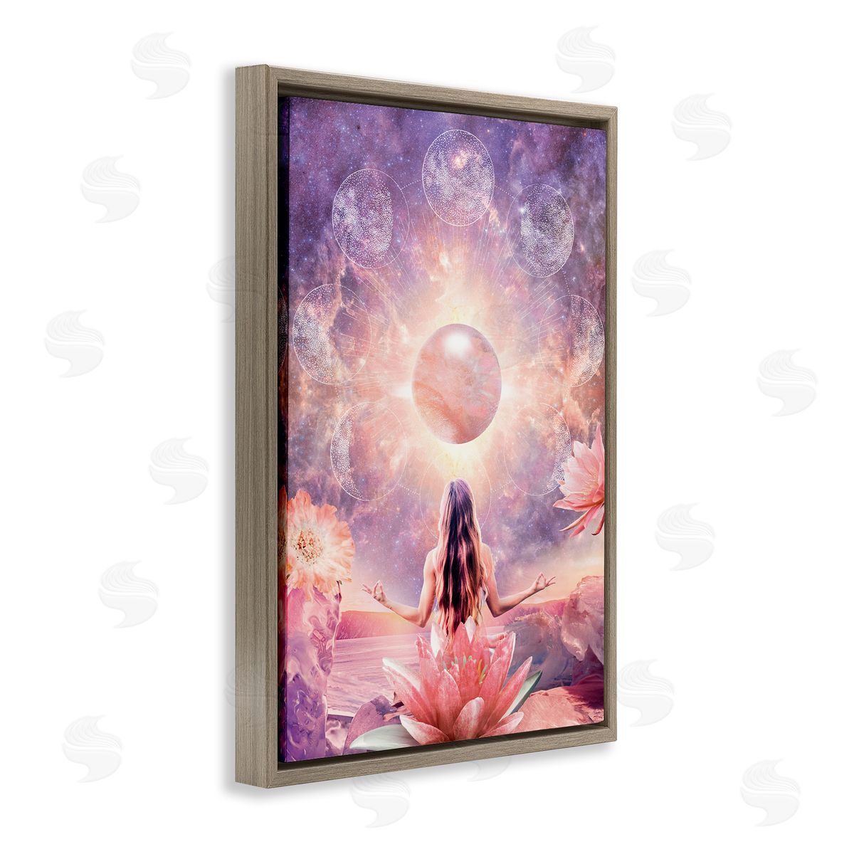 Reinders Mindfulness & Moon Phases Brown Floating Frame Canvas Wall Art Print