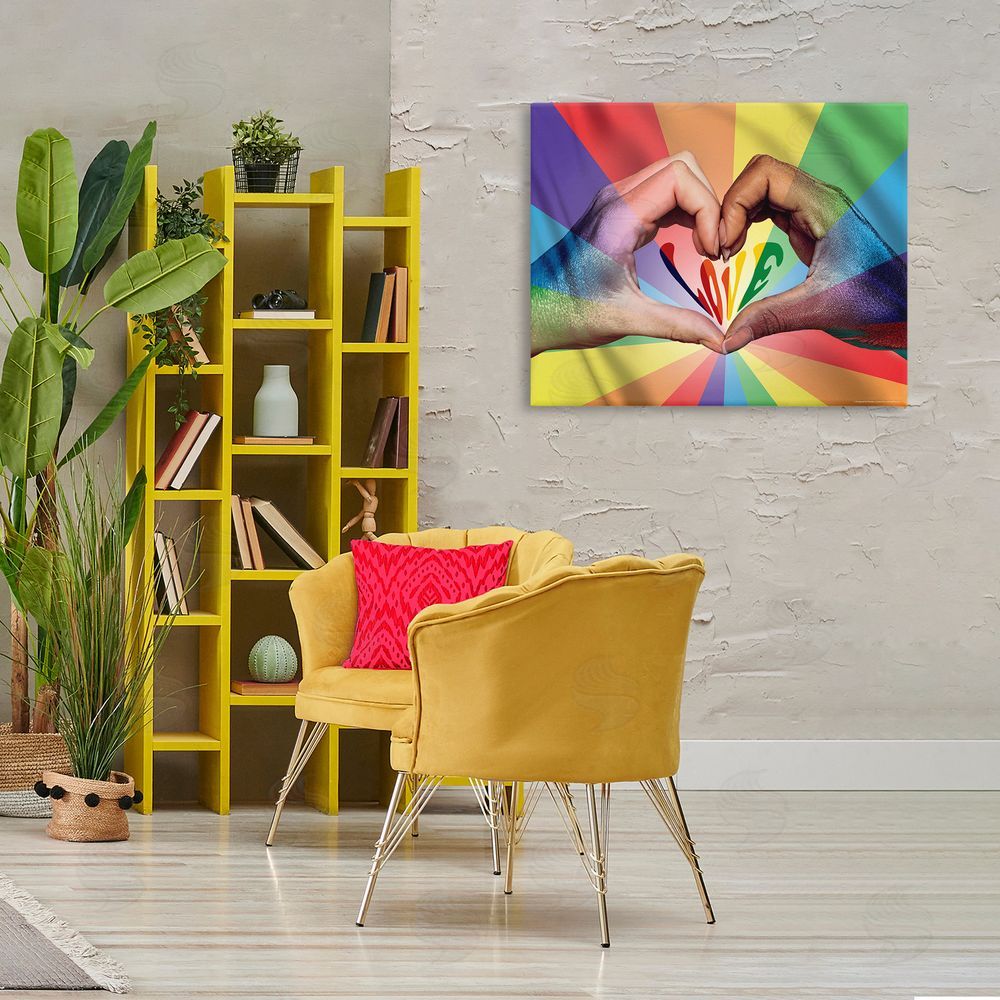 Reinders Rainbow Love Hands Symbol Canvas Wall Art Print in Room