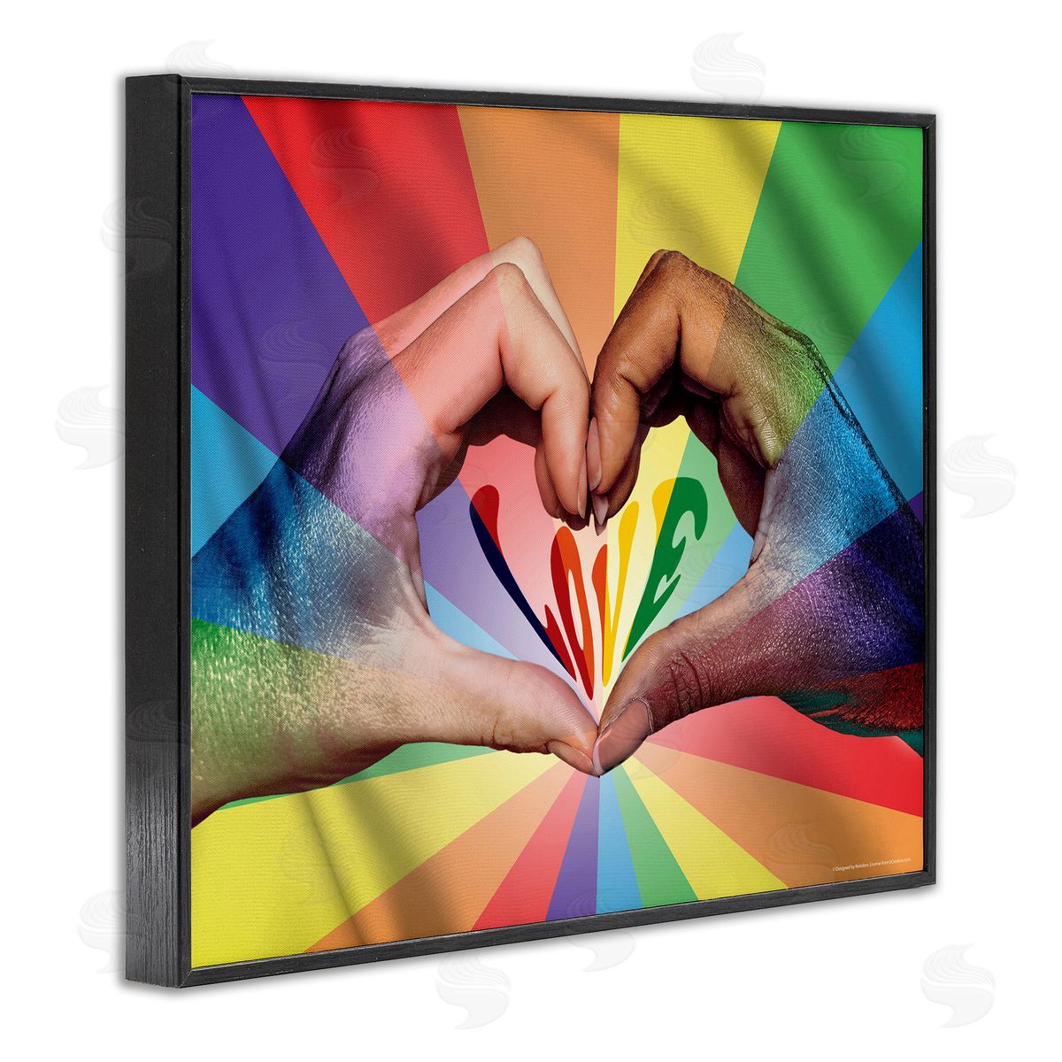 Reinders Rainbow Love Hands Symbol Black Framed Giclee Wall Art Print