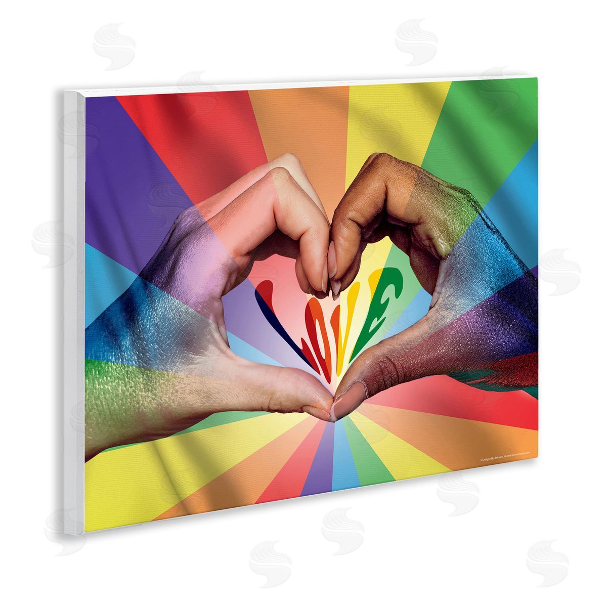 Reinders Rainbow Love Hands Symbol Wooden Wall Plaque Art Print
