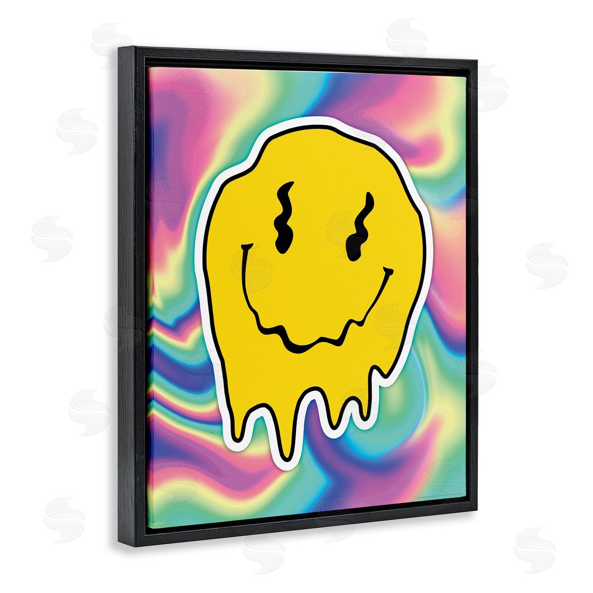 Reinders Abstract Melting Smiley Black Floating Frame Canvas Wall Art Print