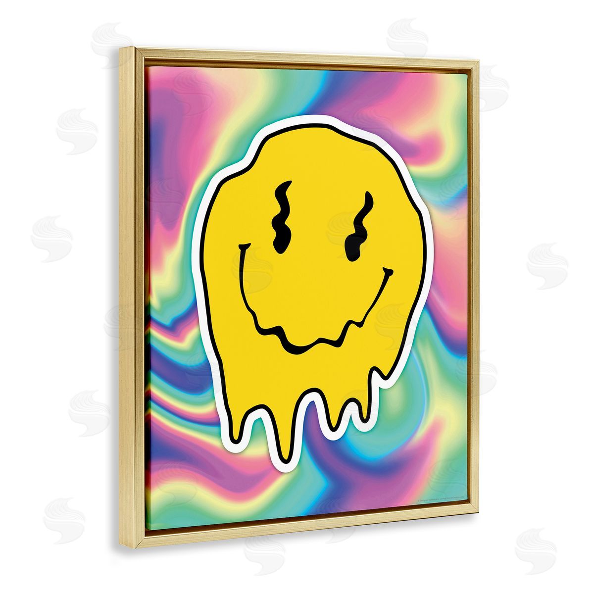 Reinders Abstract Melting Smiley Gold Floating Frame Canvas Wall Art Print
