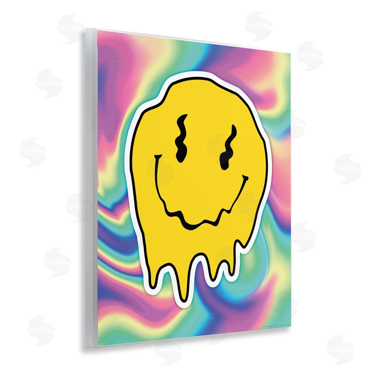 Reinders Abstract Melting Smiley Wooden Wall Plaque Art Print