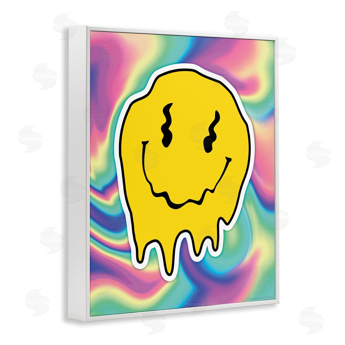 Reinders Abstract Melting Smiley White Framed Giclee Wall Art Print