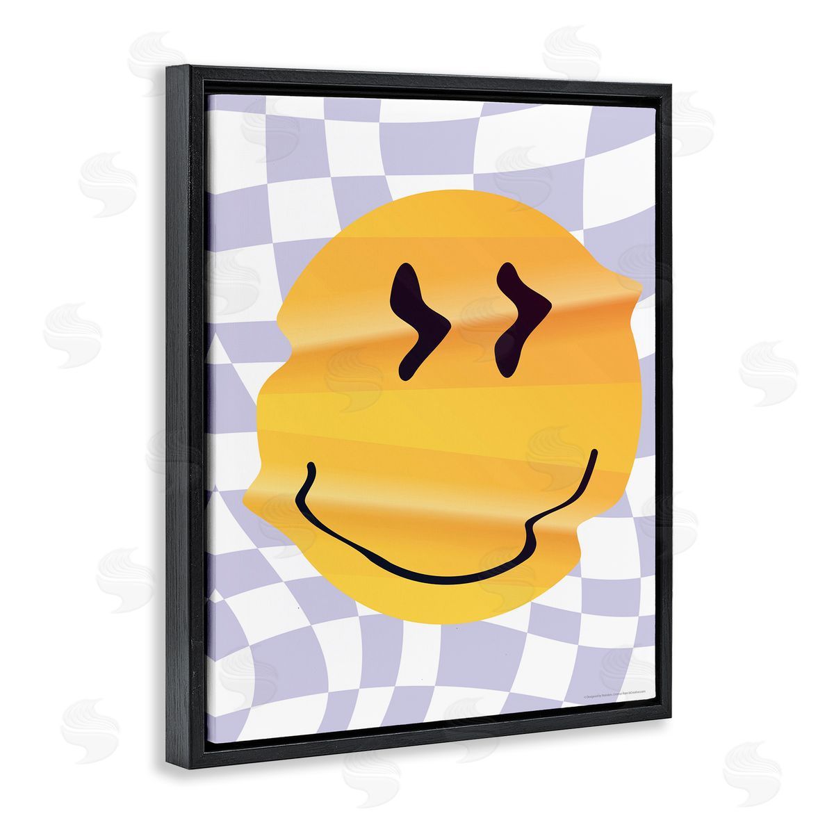 Reinders Wavy Checkered Smile Black Floating Frame Canvas Wall Art Print