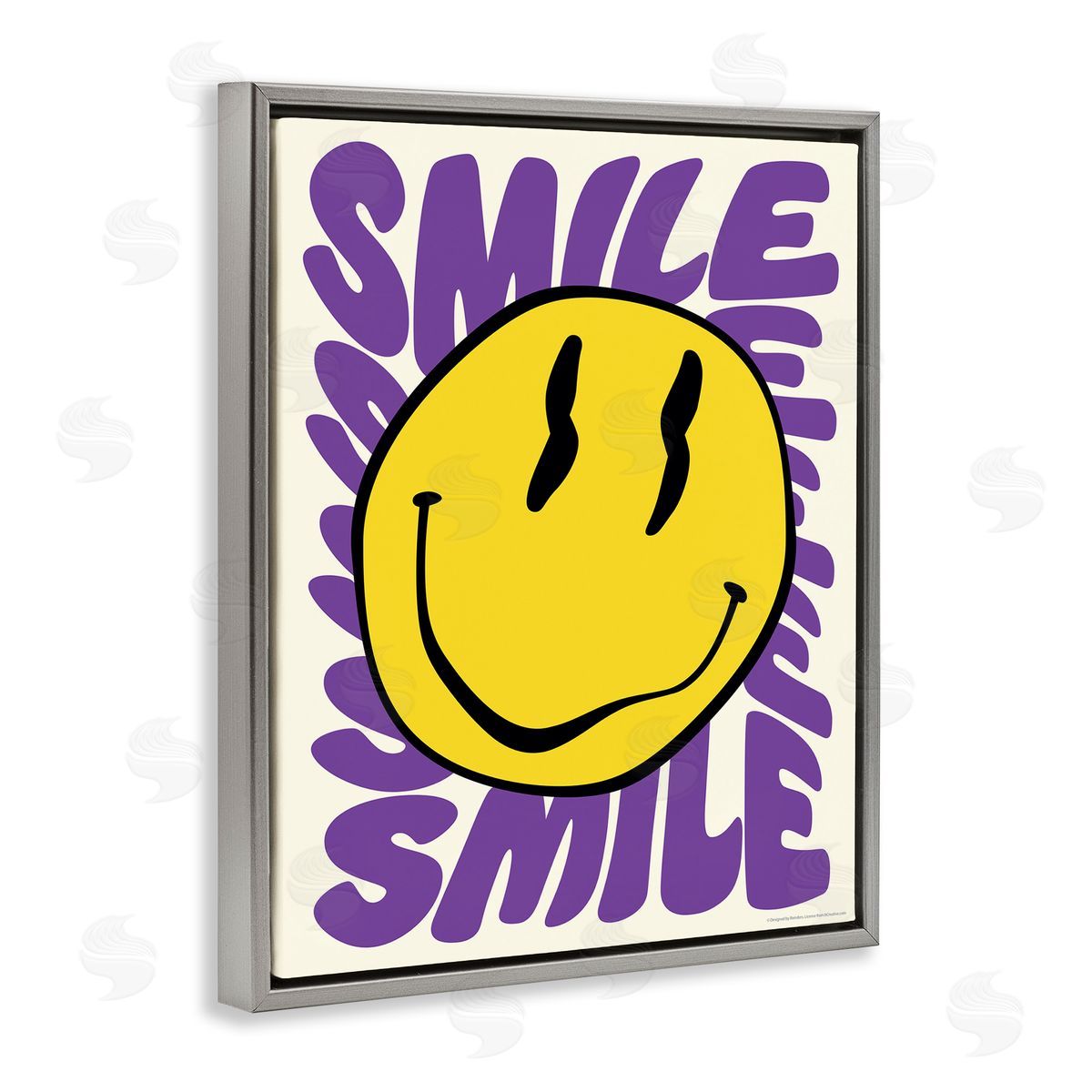 Reinders Groovy Smile Typography Gray Floating Frame Canvas Wall Art Print