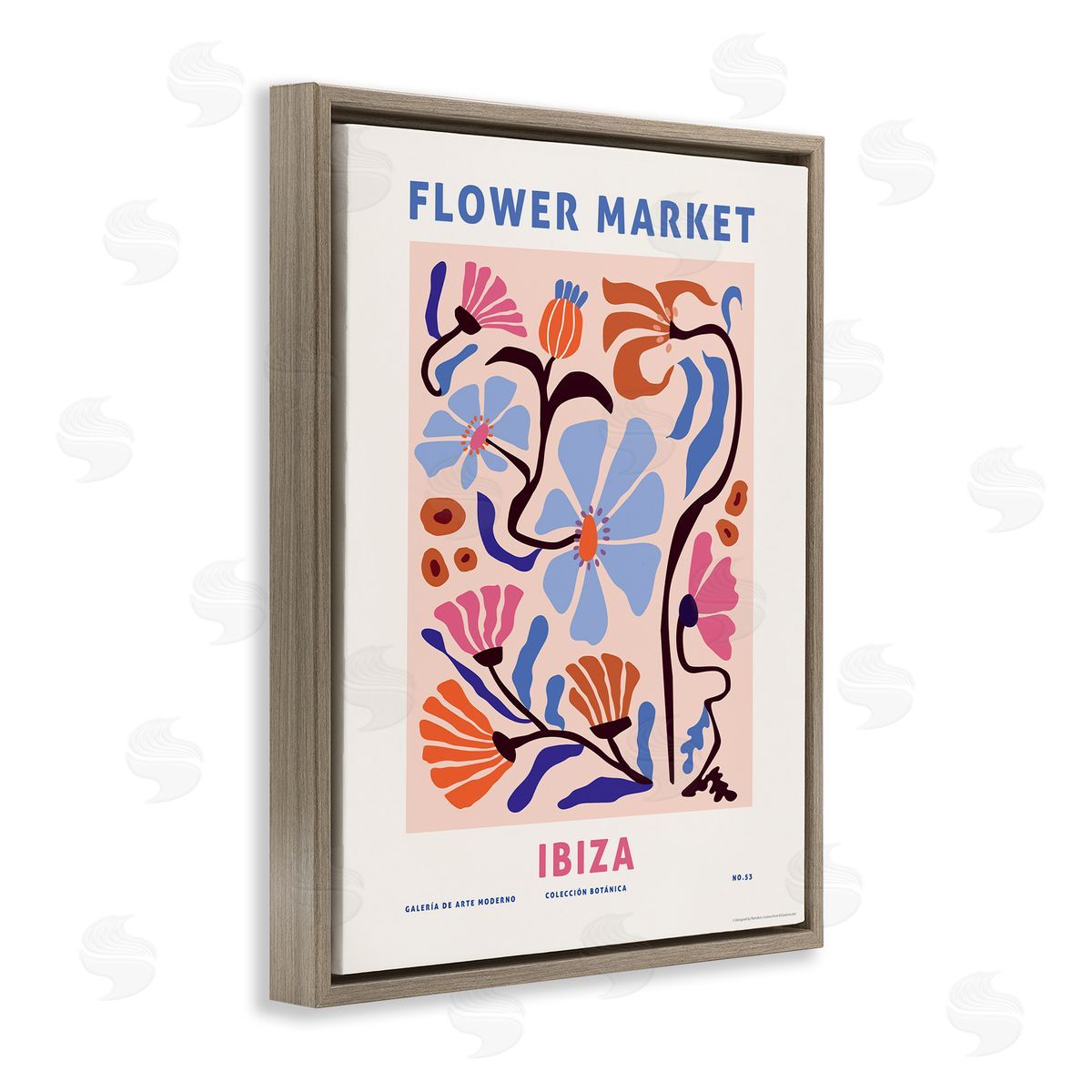 Reinders Ibiza Flower Market Brown Floating Frame Canvas Wall Art Print