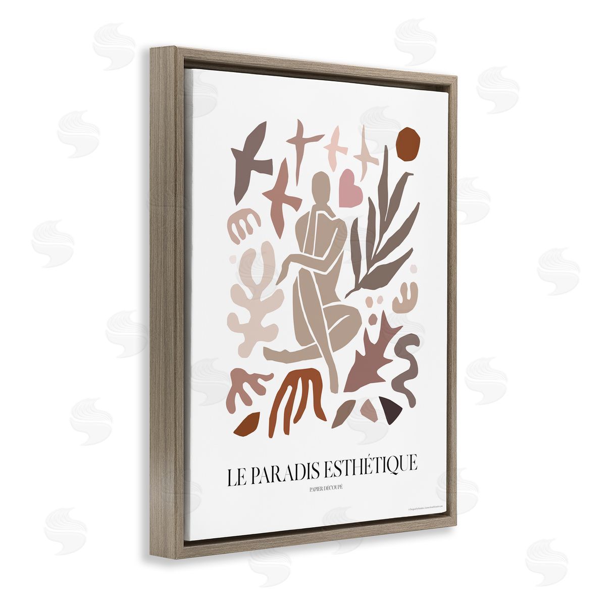 Reinders Figure with Abstract Shapes Brown Floating Frame Canvas Wall Art Print