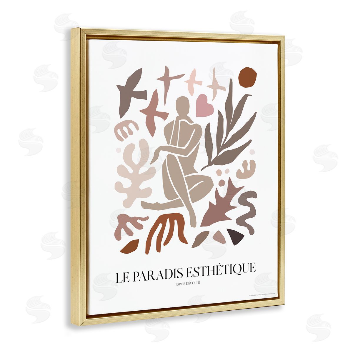 Reinders Figure with Abstract Shapes Gold Floating Frame Canvas Wall Art Print