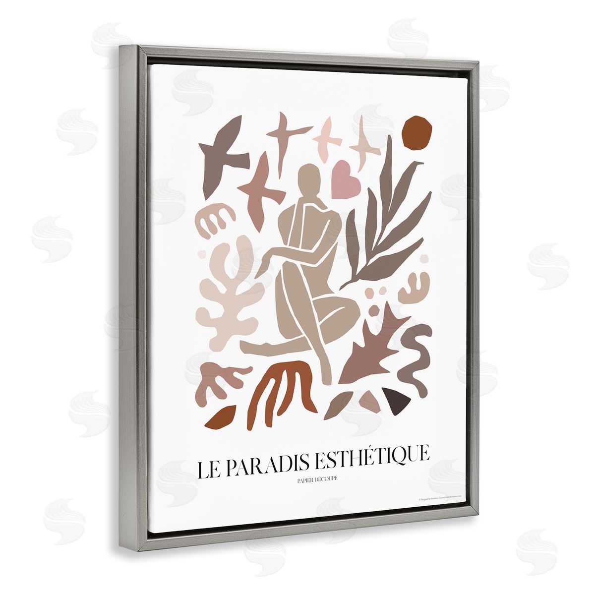 Reinders Figure with Abstract Shapes Gray Floating Frame Canvas Wall Art Print