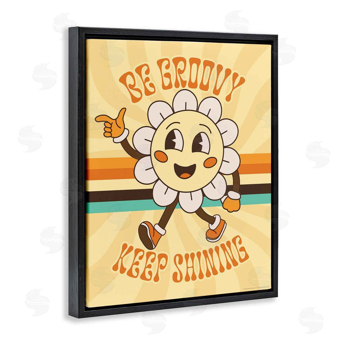 Reinders Be Groovy Keep Shining Black Floating Frame Canvas Wall Art Print