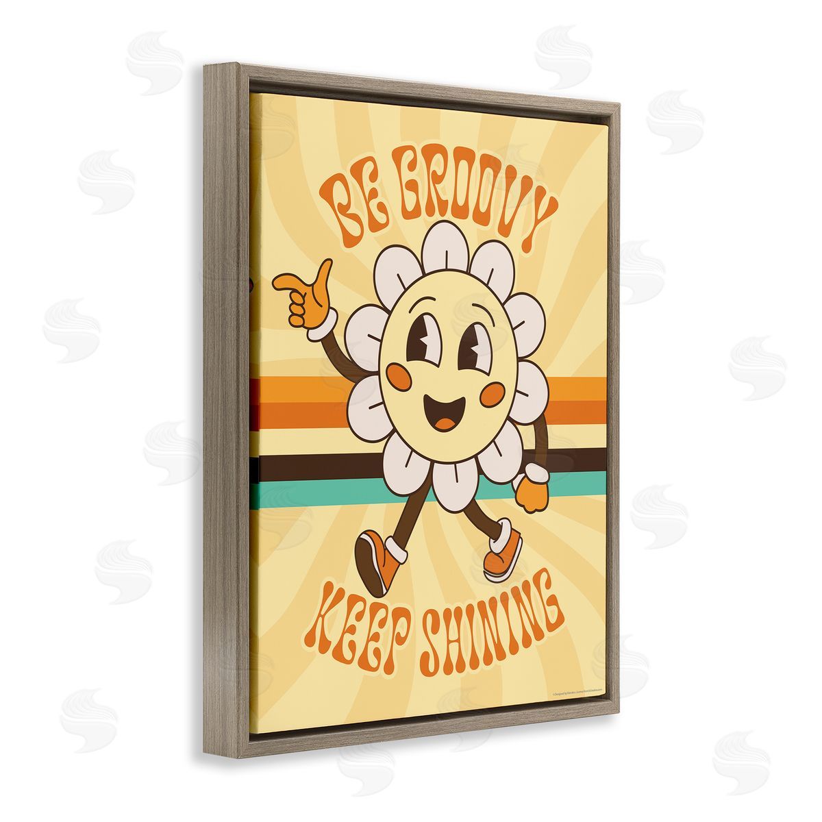 Reinders Be Groovy Keep Shining Brown Floating Frame Canvas Wall Art Print