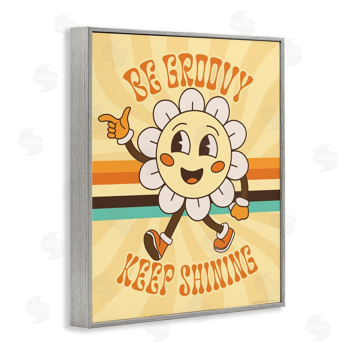 Reinders Be Groovy Keep Shining Gray Framed Giclee Wall Art Print