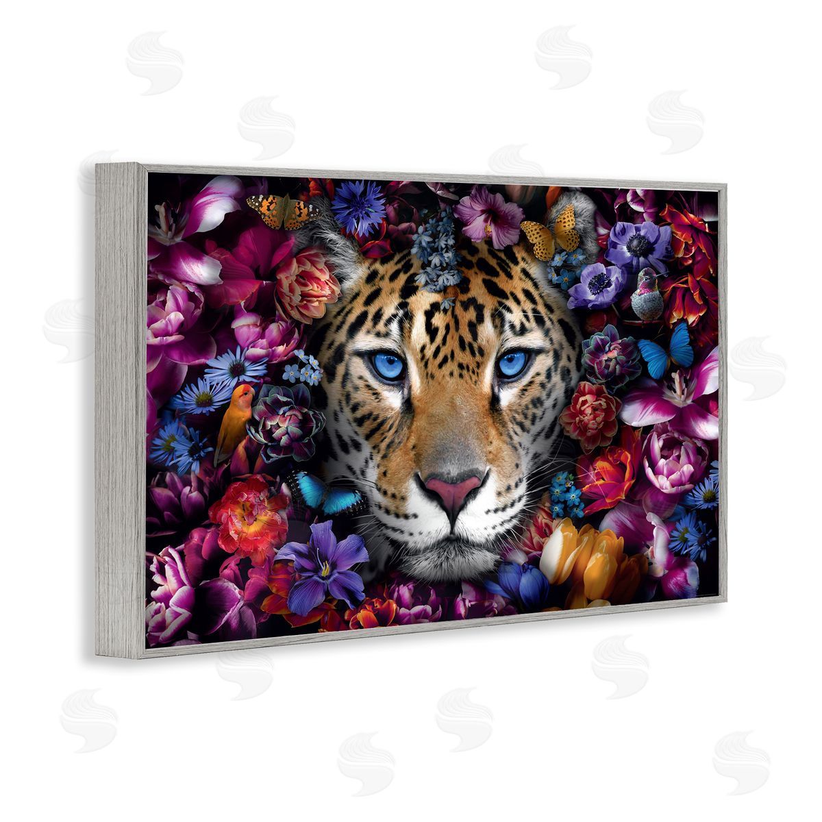 Reinders Piercing Leopard Gaze Gray Framed Giclee Wall Art Print