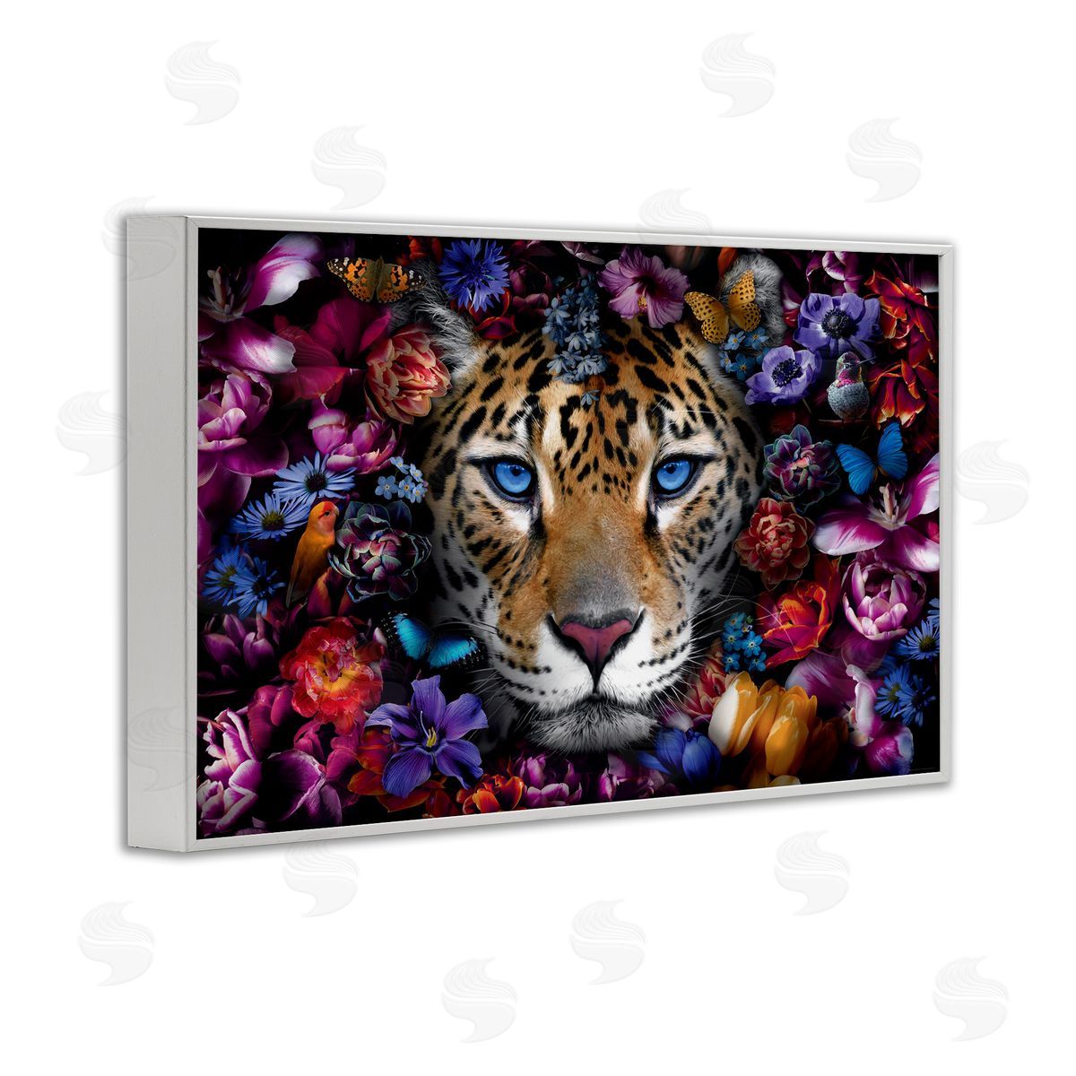 Reinders Piercing Leopard Gaze White Framed Giclee Wall Art Print