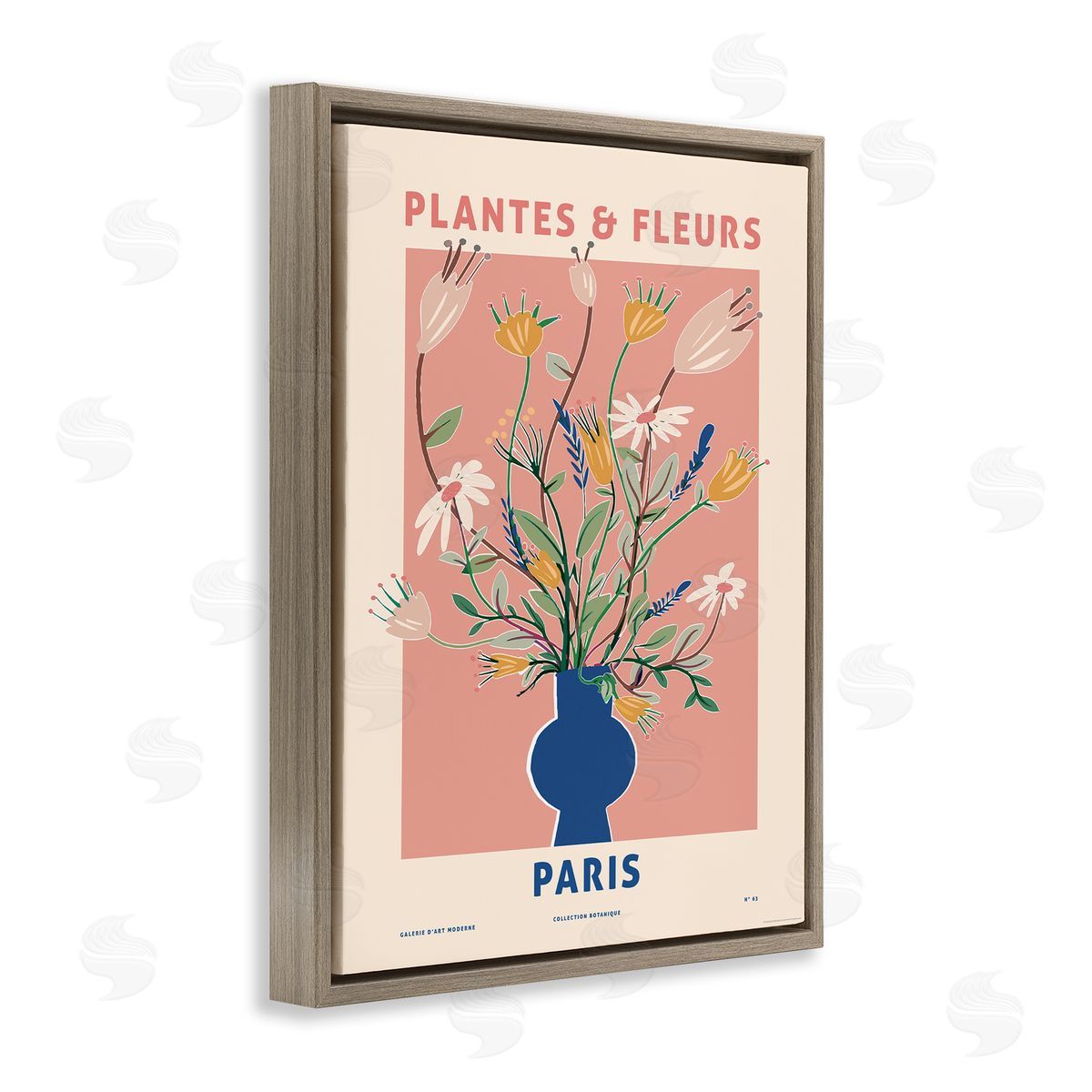 Reinders Pastel Plantes & Fleurs Brown Floating Frame Canvas Wall Art Print