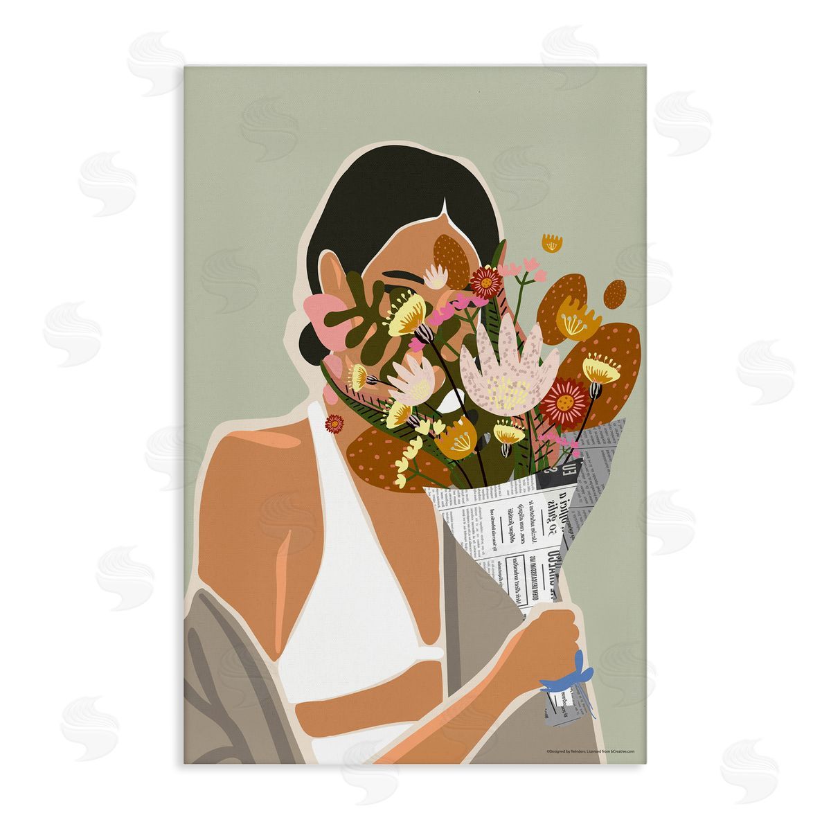 Reinders Woman & Plant Bouquet Canvas Wall Art Print