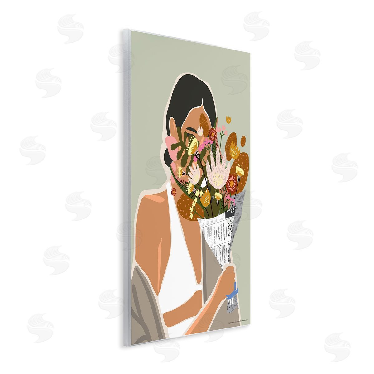 Reinders Woman & Plant Bouquet Wooden Wall Plaque Art Print