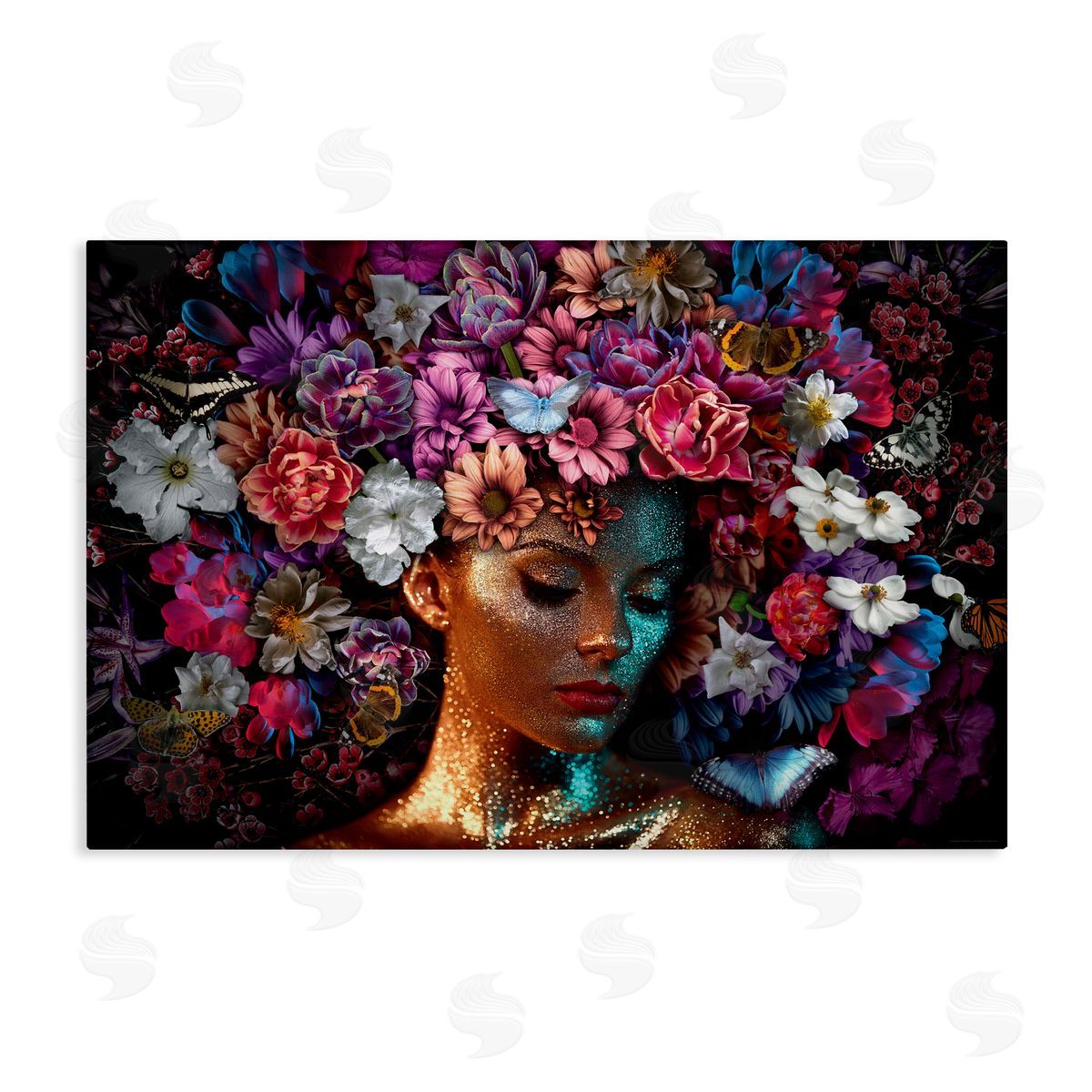 Reinders Glitz Woman with Florals Canvas Wall Art Print
