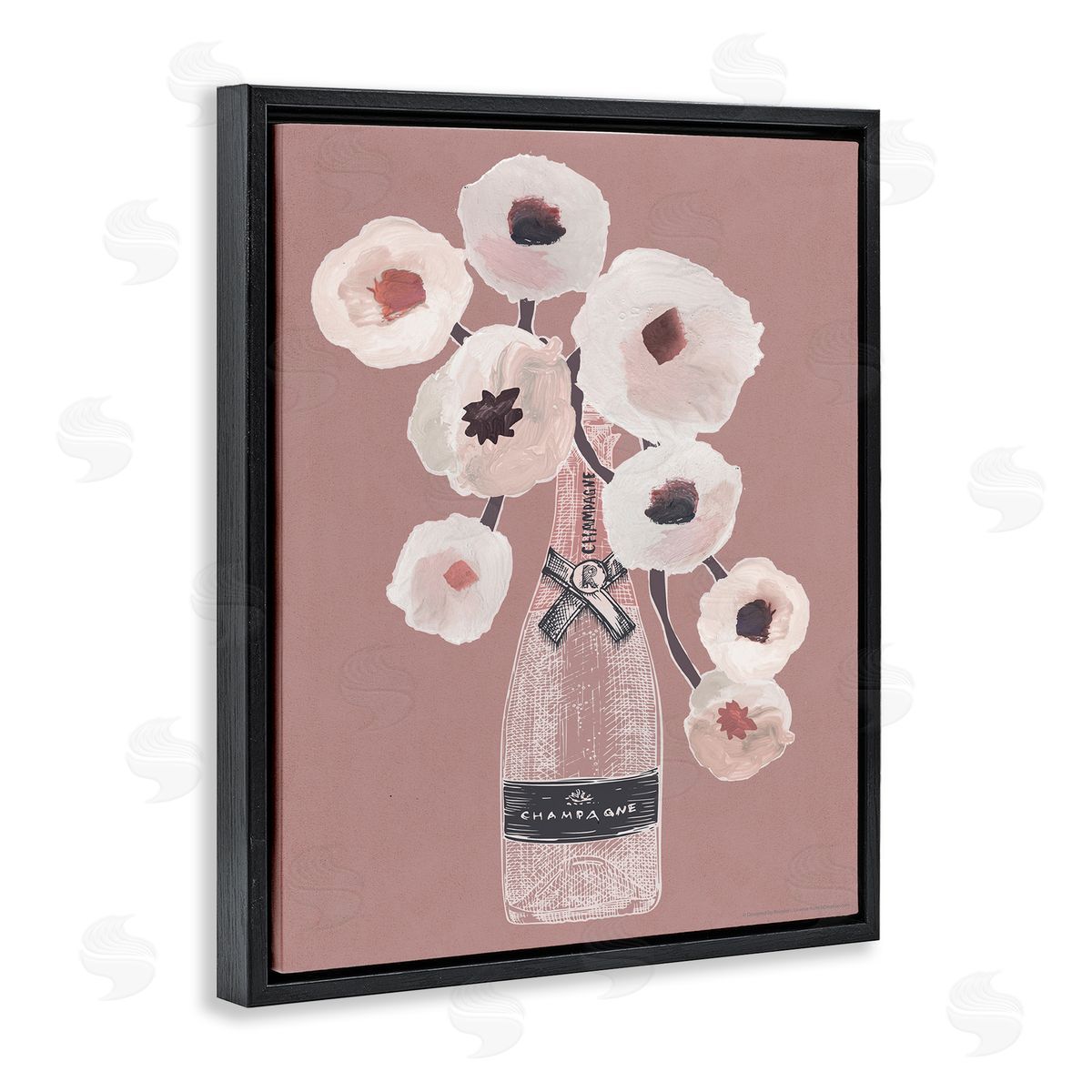 Reinders White Poppies Champagne Black Floating Frame Canvas Wall Art Print