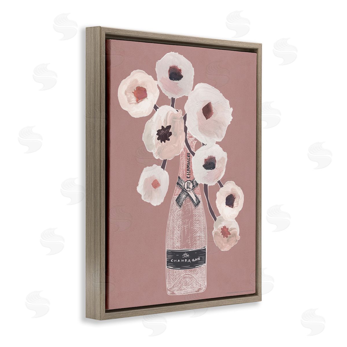Reinders White Poppies Champagne Brown Floating Frame Canvas Wall Art Print