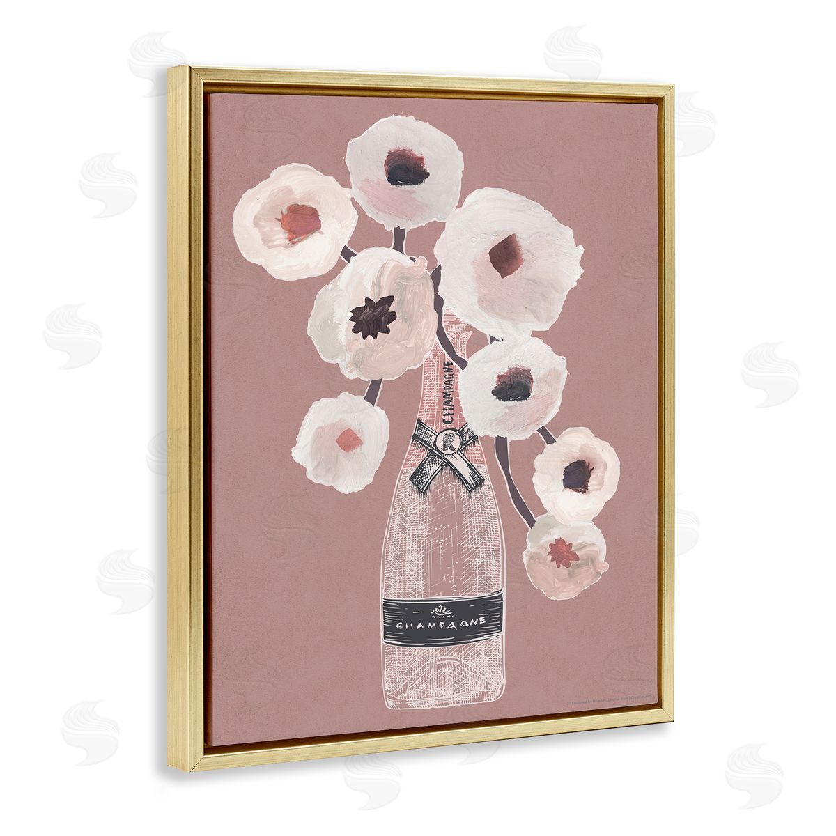 Reinders White Poppies Champagne Gold Floating Frame Canvas Wall Art Print